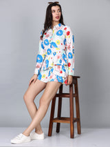 CK Hestia White Floral Print Shirt Dress