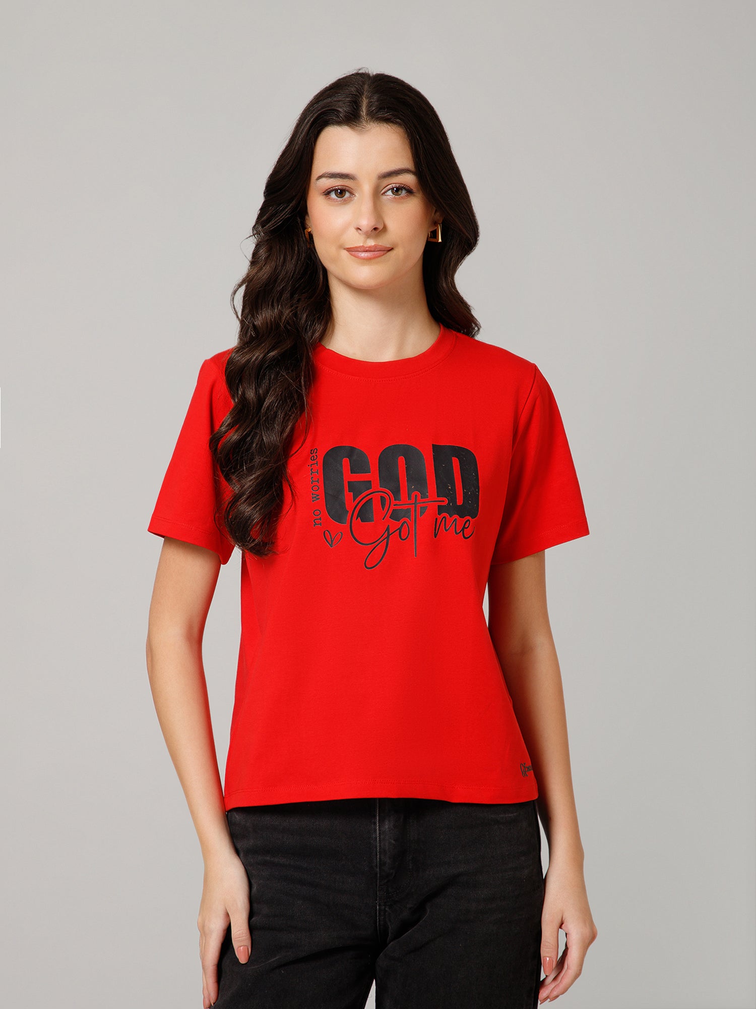 Women’s Premium “Good Vibes” Graphic Red T-Shirt