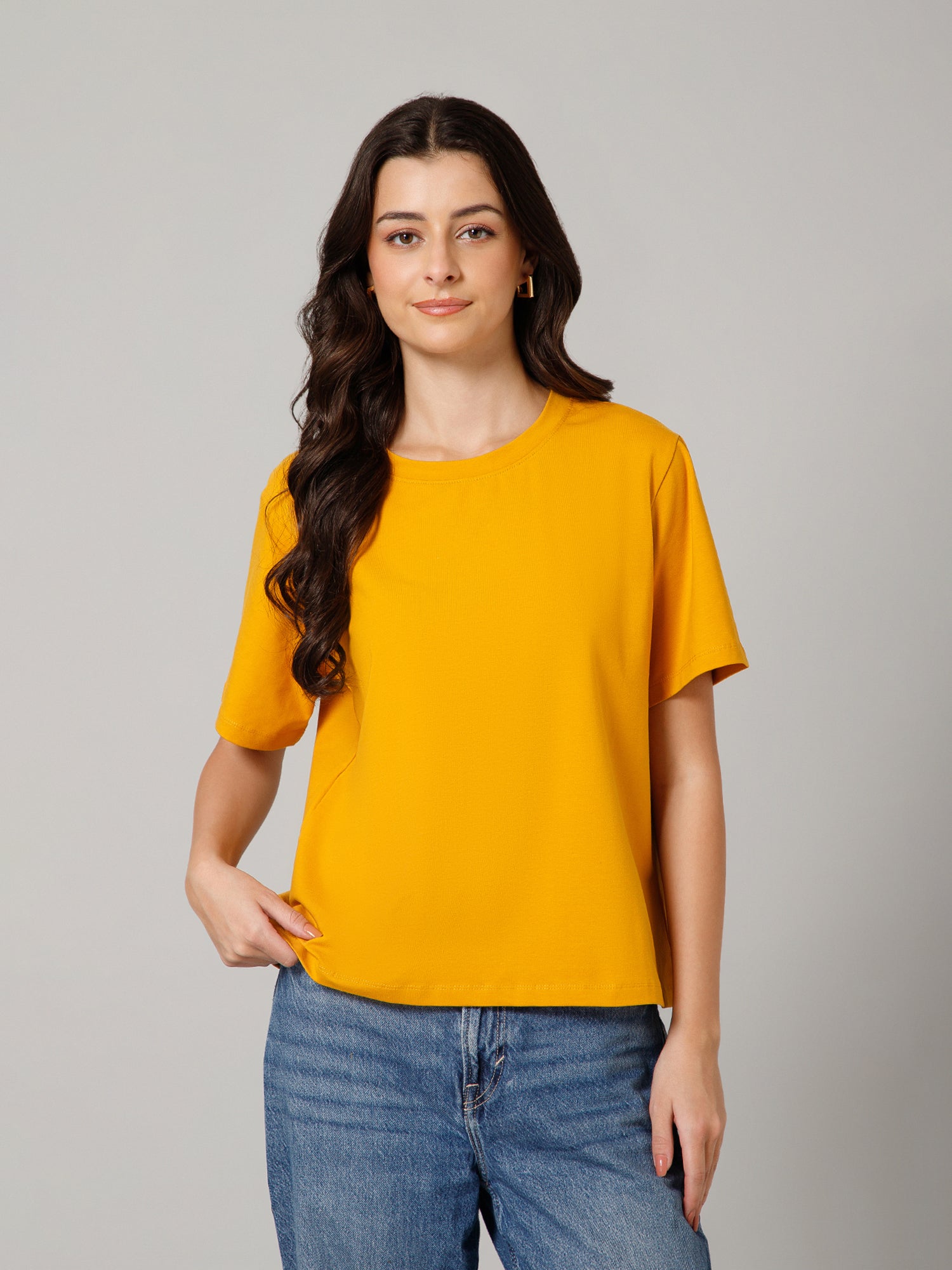 Women’s Premium Solid Yellow T-Shirt