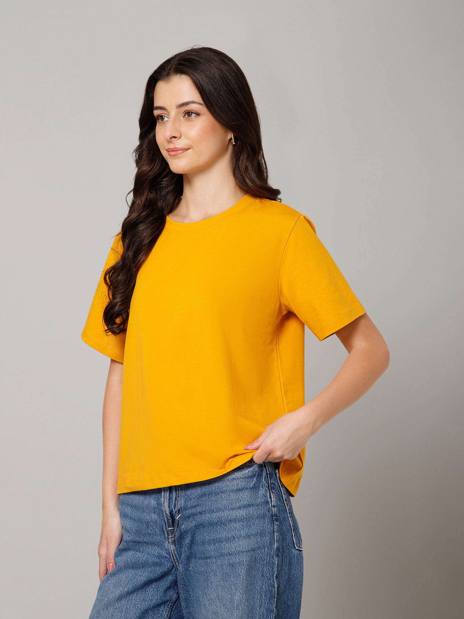Women’s Premium Solid Yellow T-Shirt