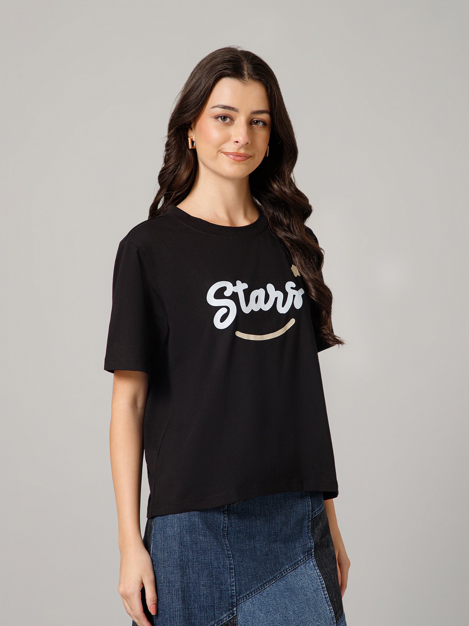 Women’s Premium “Star” Graphic Black T-Shirt