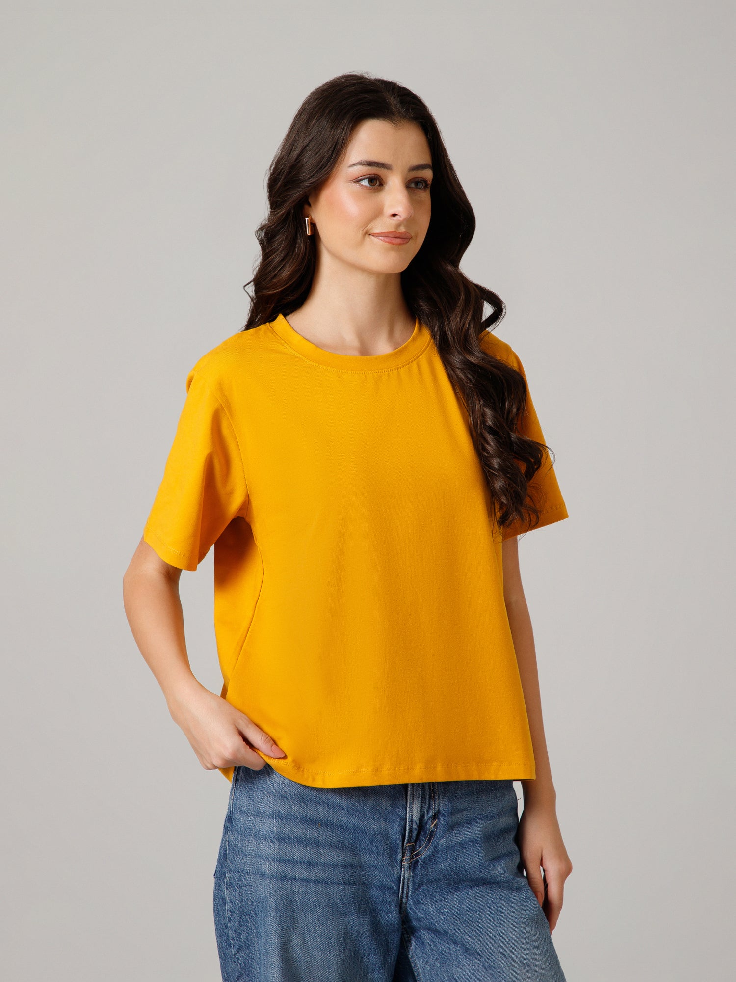 Women’s Premium Solid Yellow T-Shirt