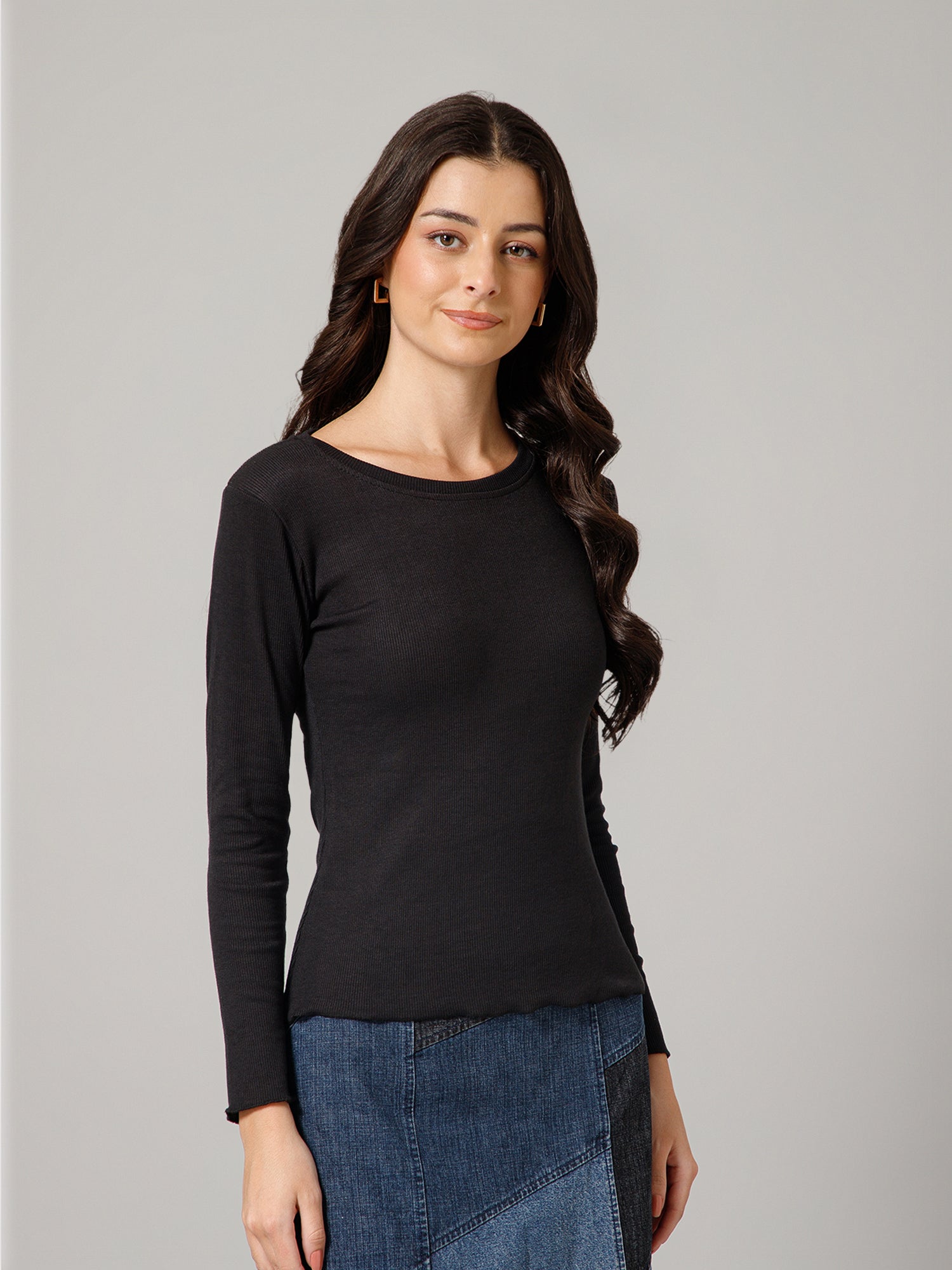Women’s Premium Solid Black Full Sleeve Top
