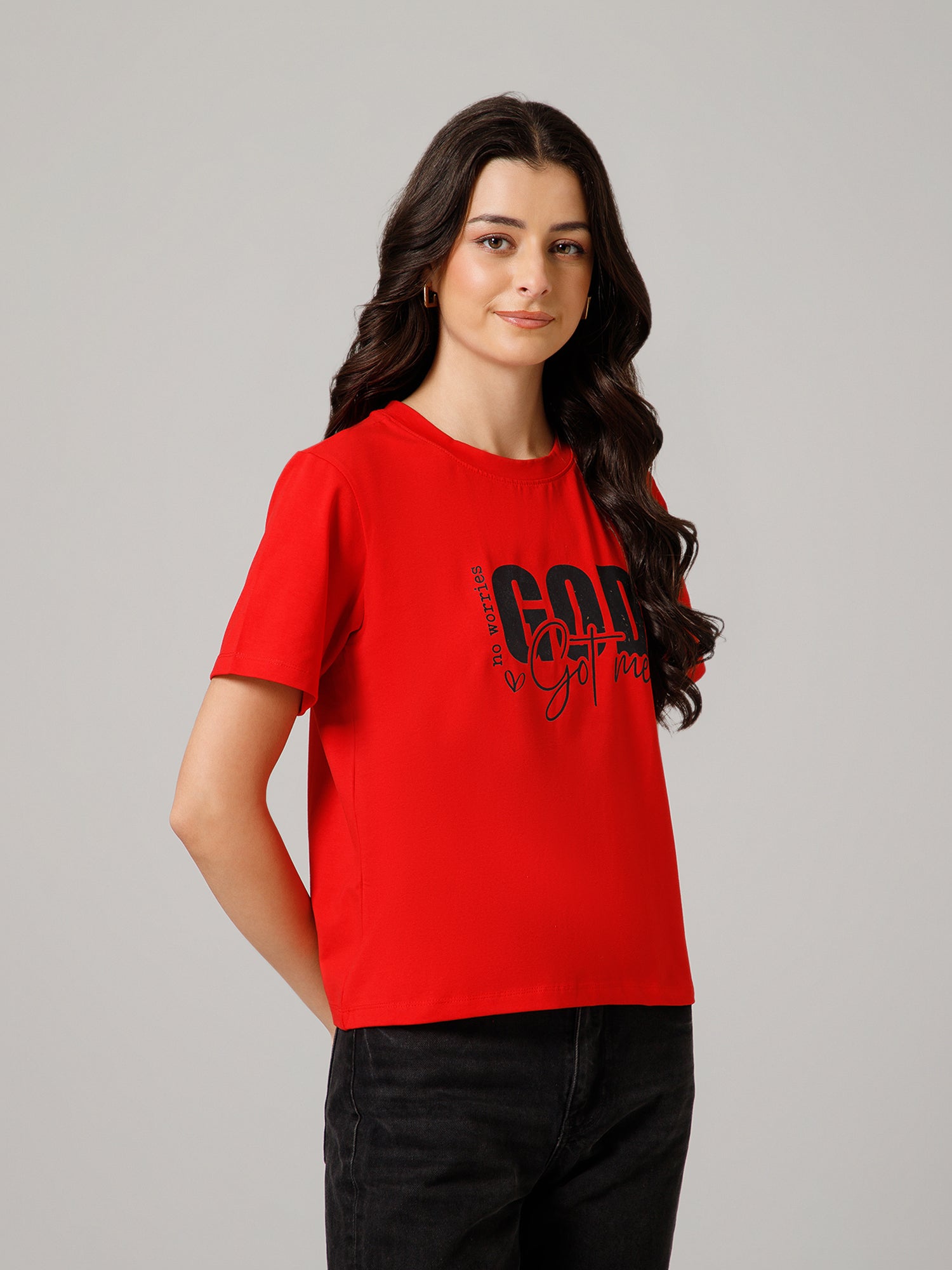 Women’s Premium “Good Vibes” Graphic Red T-Shirt