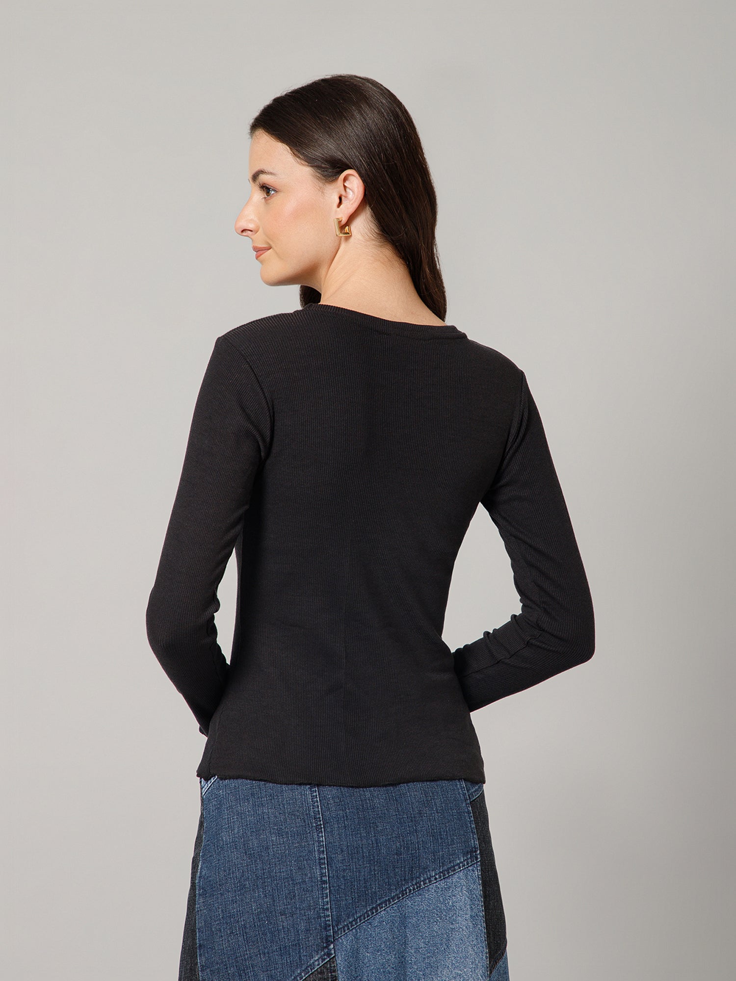 Women’s Premium Solid Black Full Sleeve Top