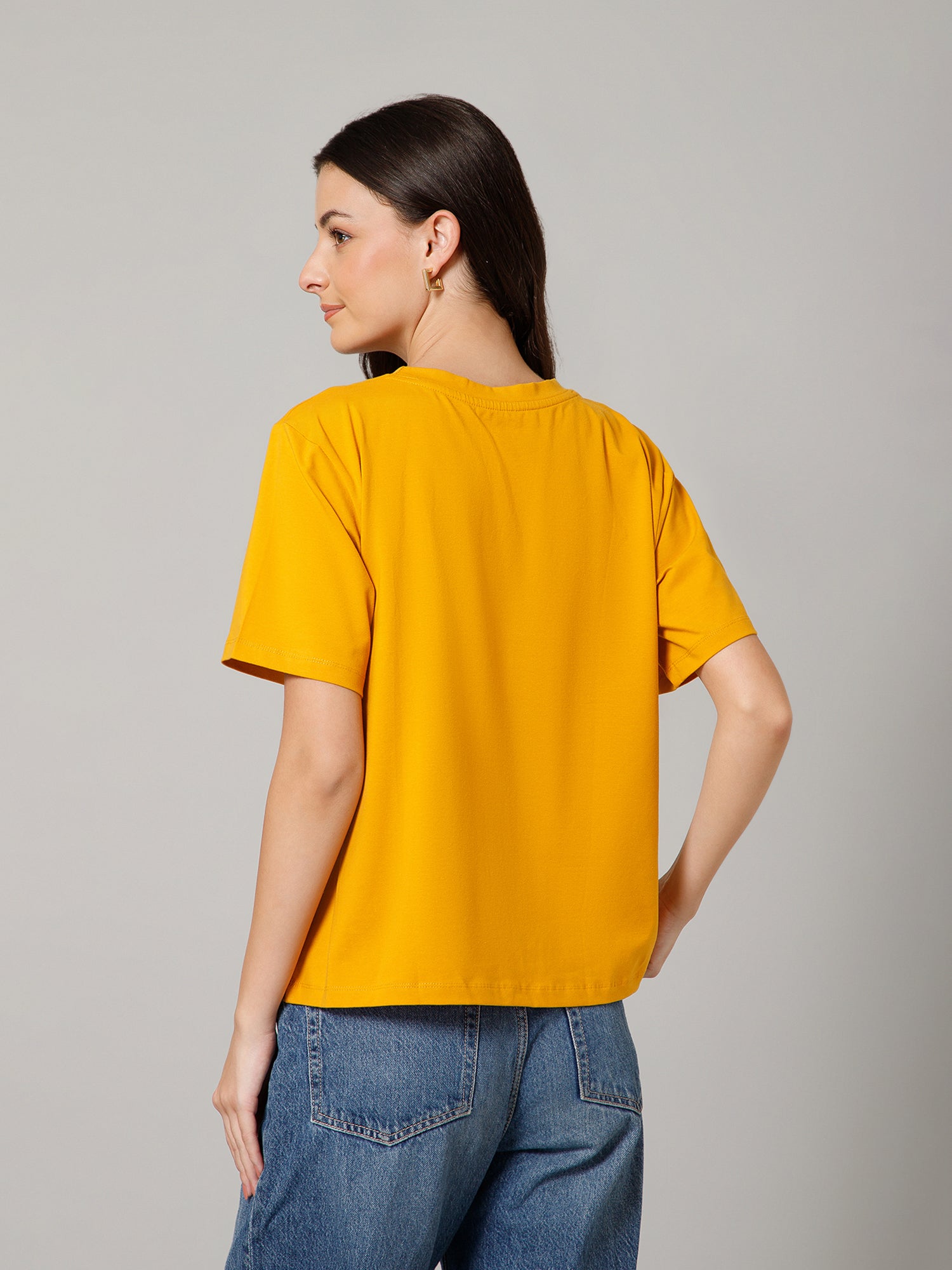 Women’s Premium Solid Yellow T-Shirt