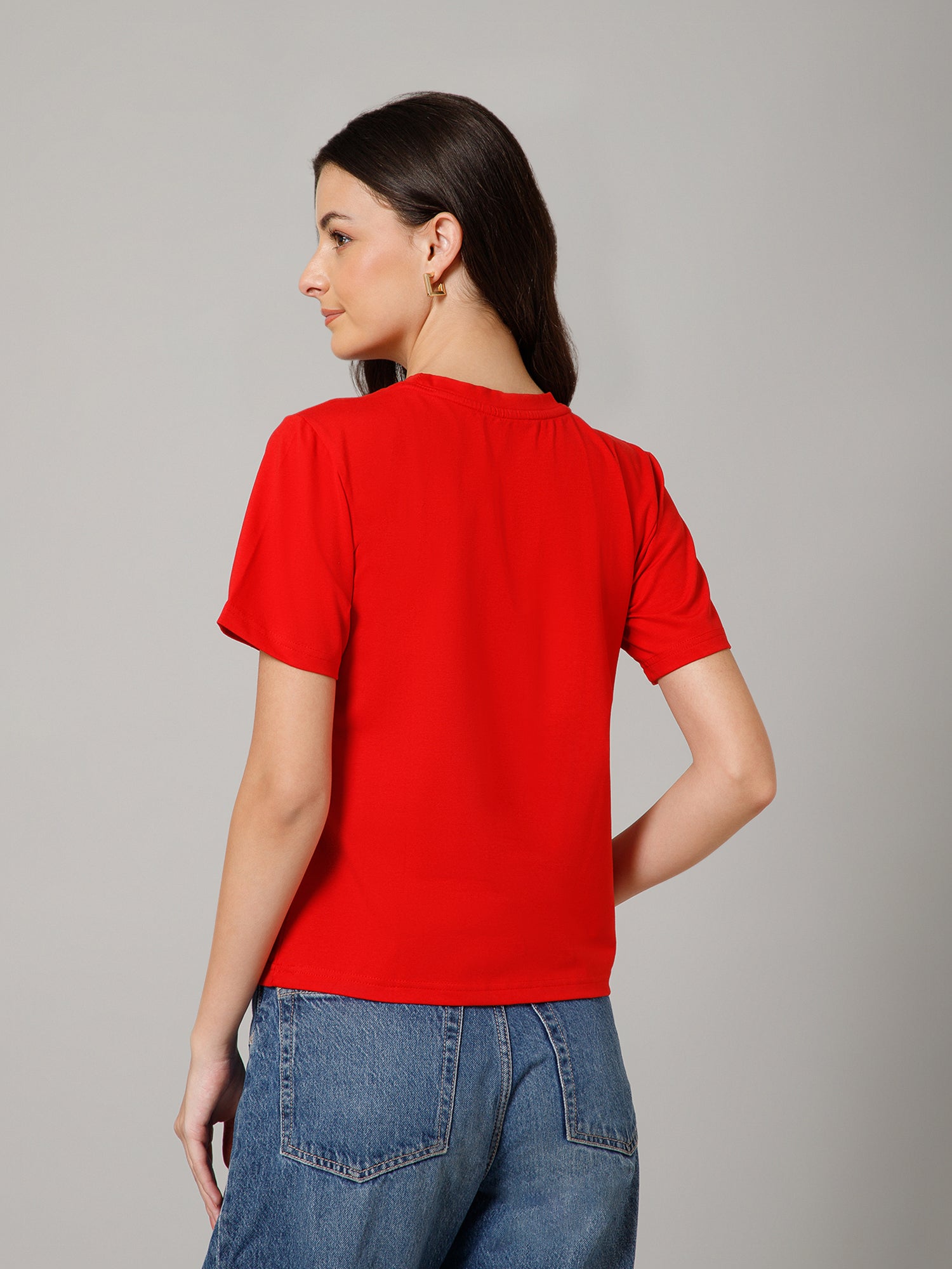 Women’s Premium “Keep Little Smile” Graphic Red T-Shirt