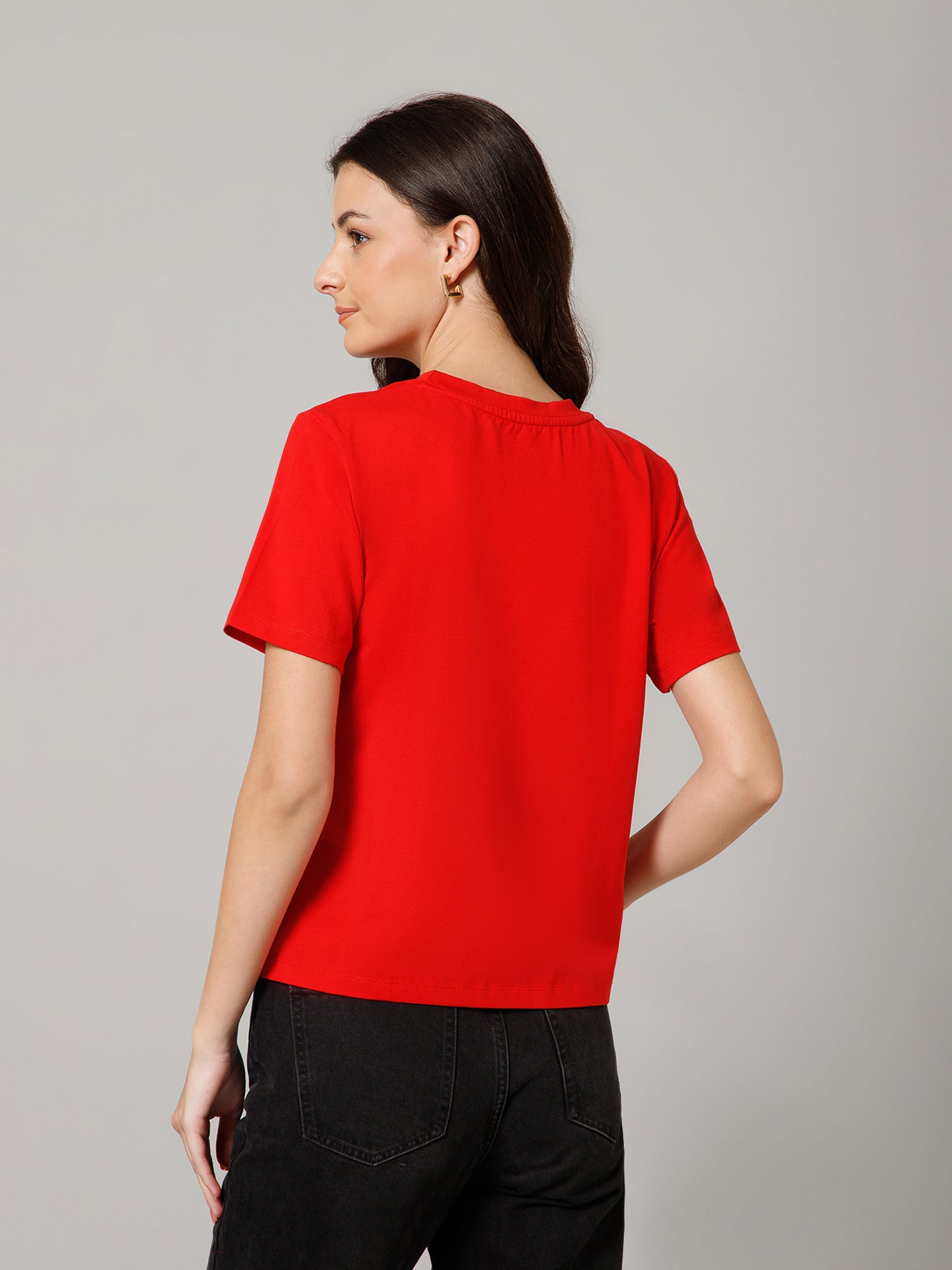 Women’s Premium Butterfly Print Red T-Shirt