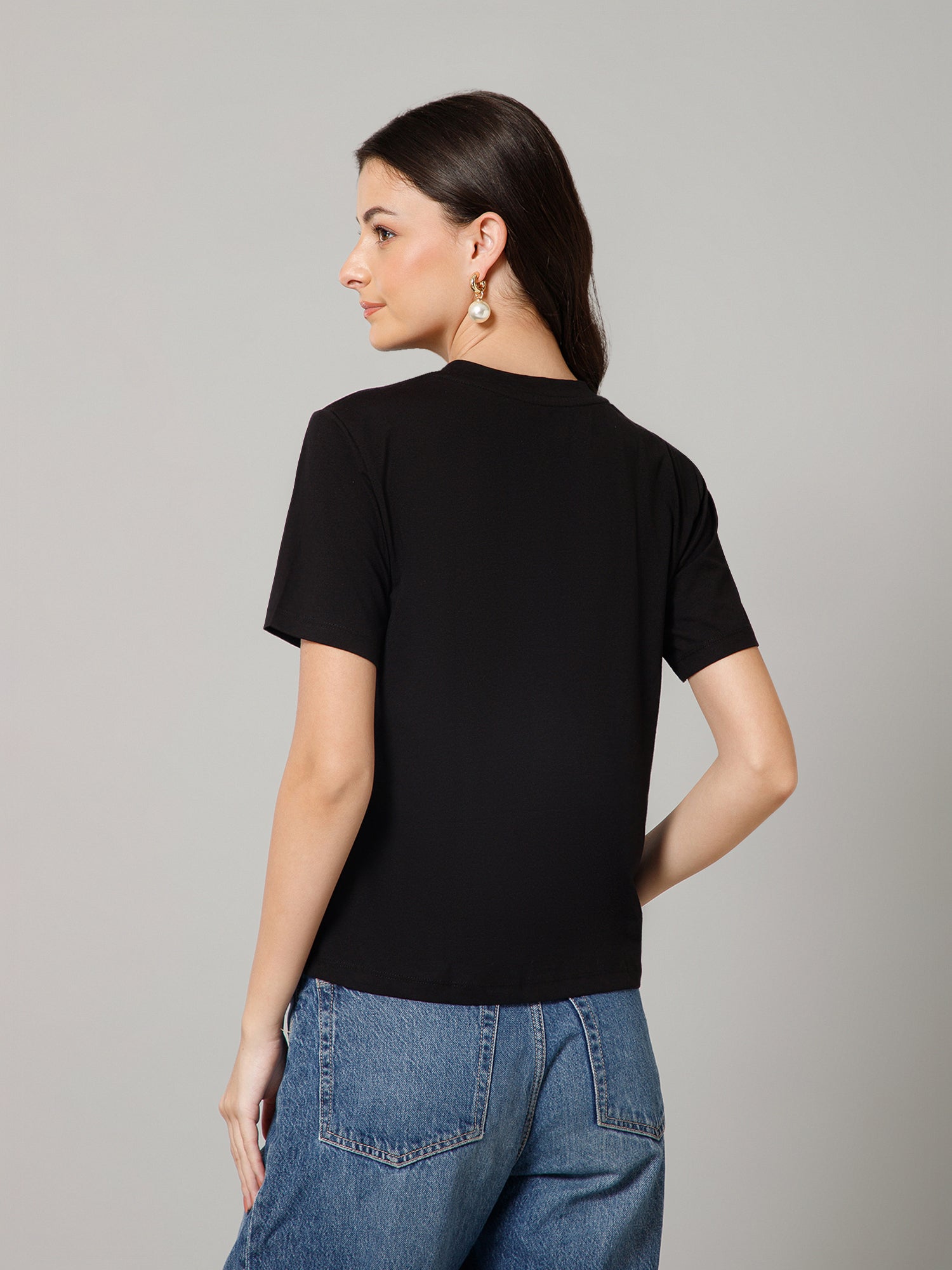 Women’s Premium Panda Graphic Black T-Shirt