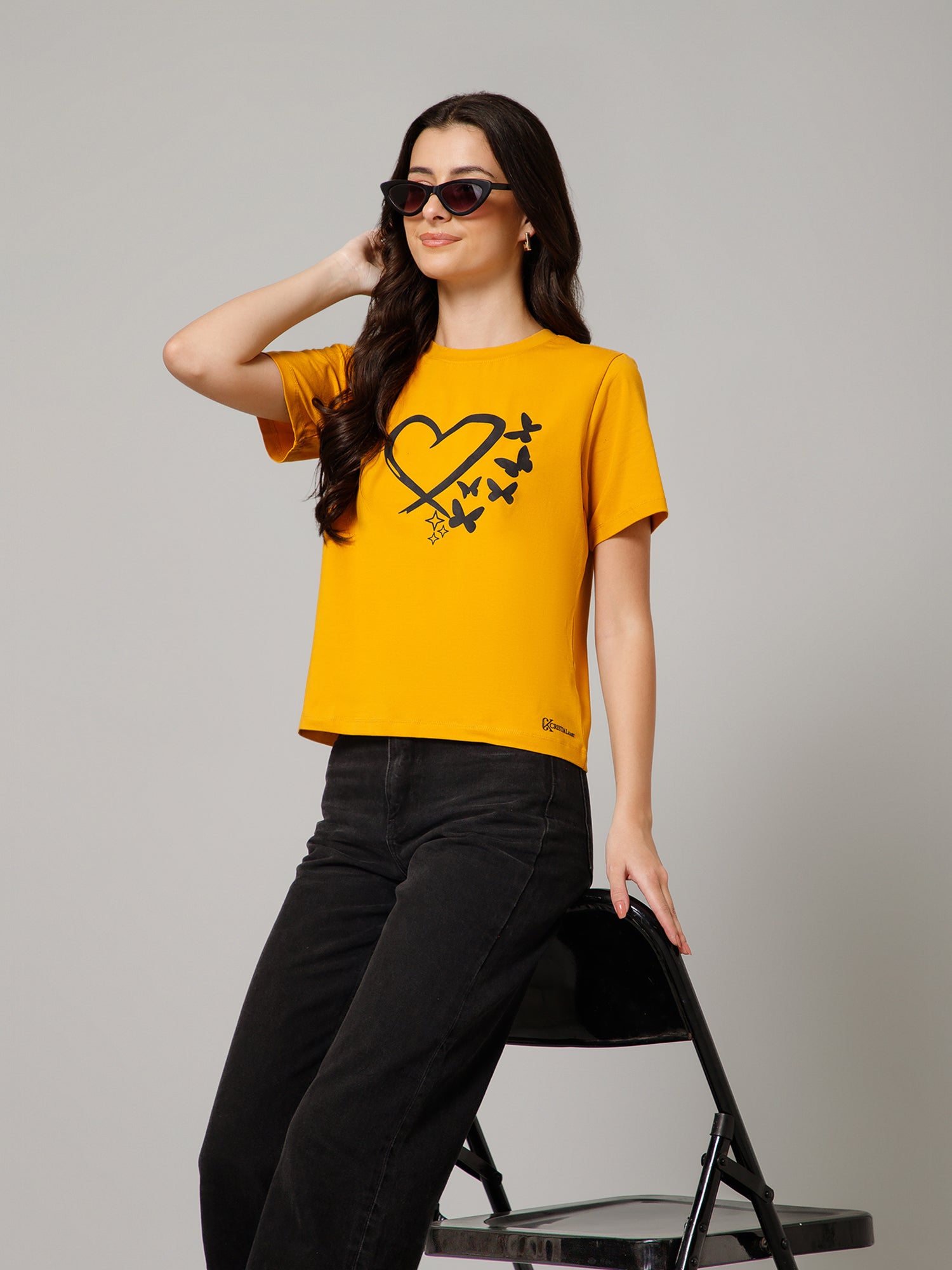 Women’s Premium Heart Graphic Yellow T-Shirt