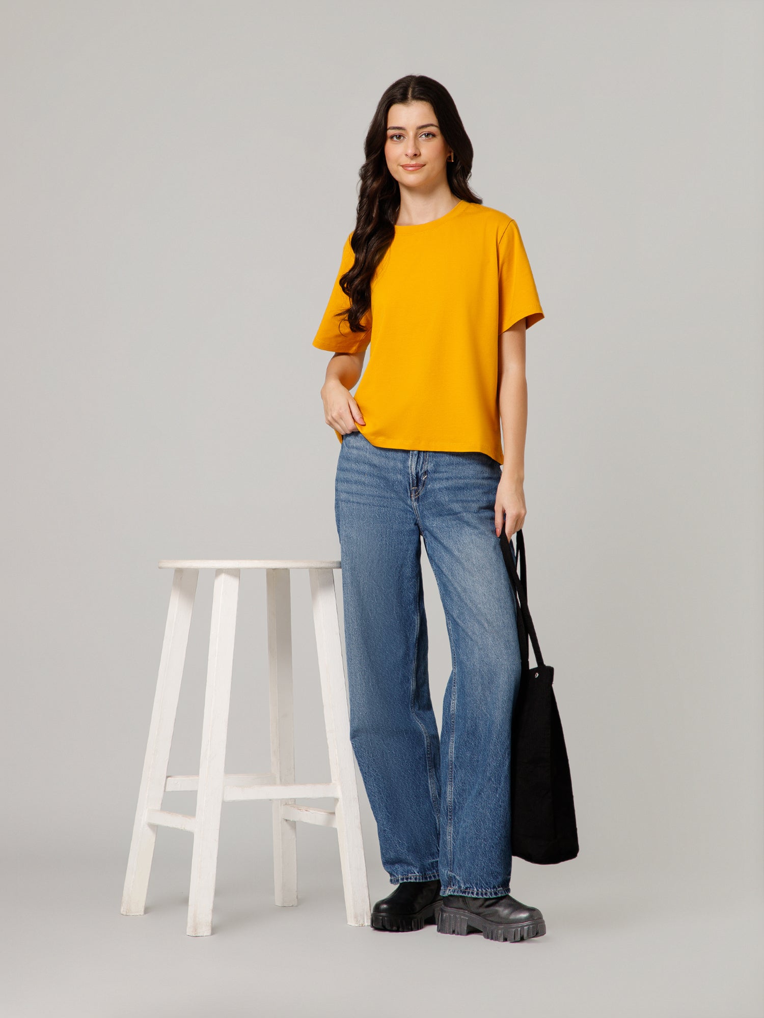 Women’s Premium Solid Yellow T-Shirt