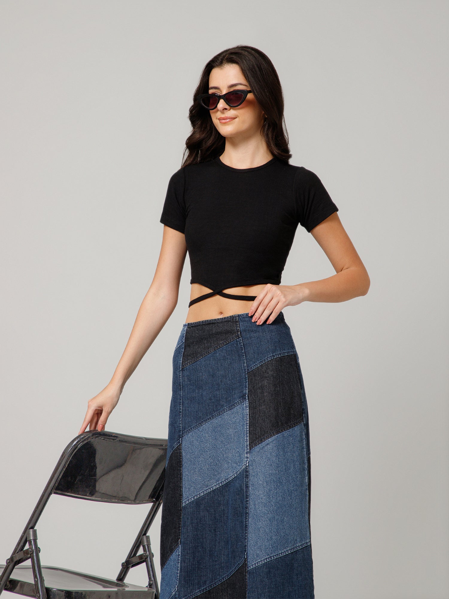 Women’s Premium Solid Black Crop Top