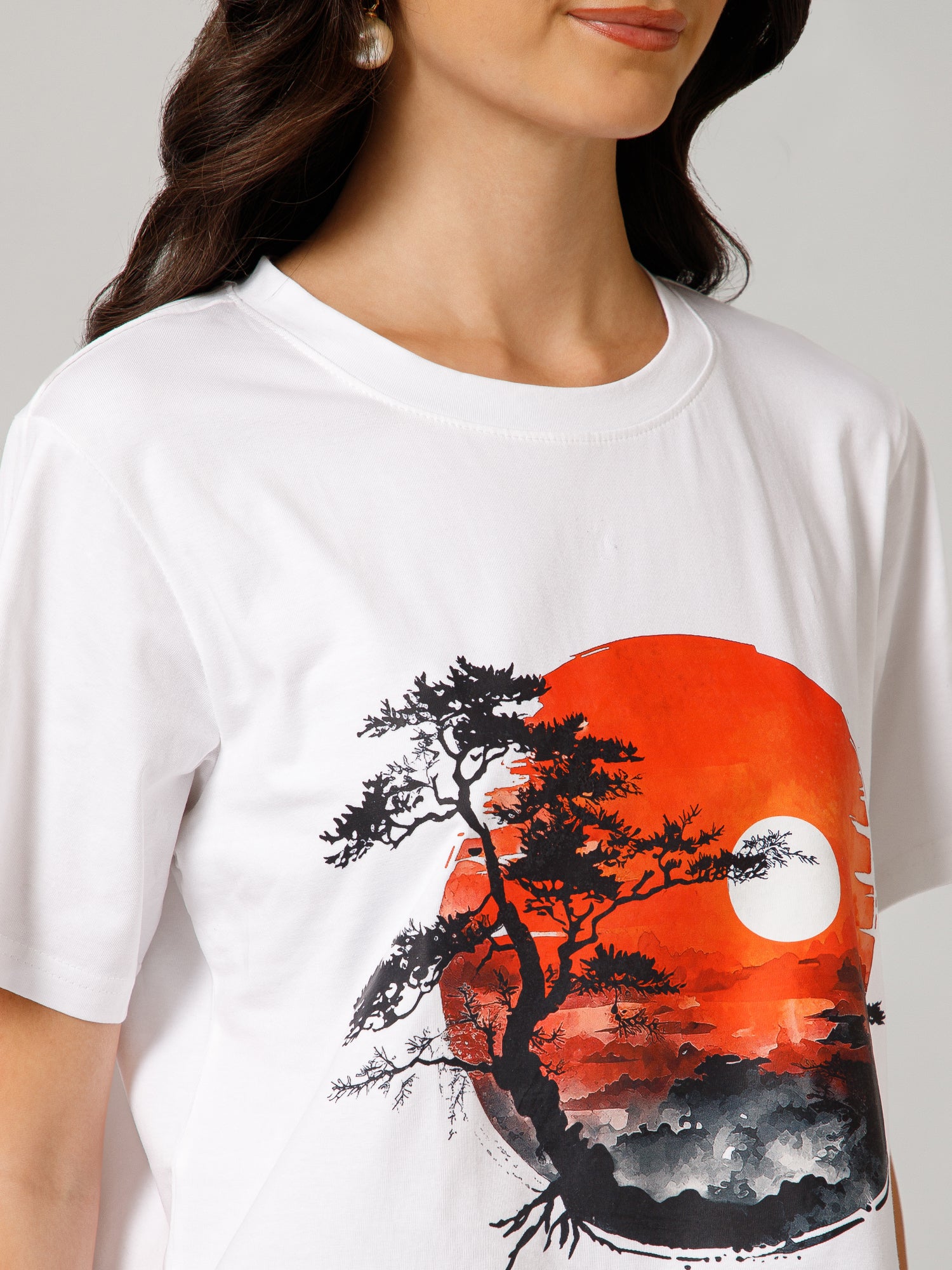 Women’s Premium Sunset Landscape Graphic White T-Shirt