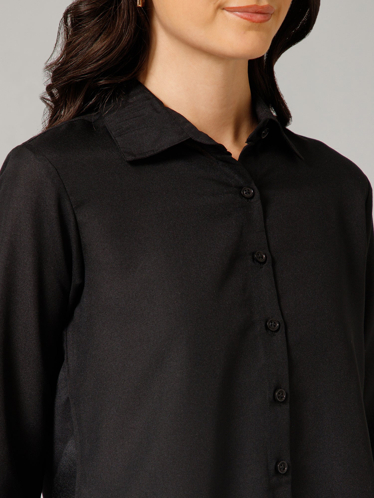 Women’s Premium Solid Black Shirt Top