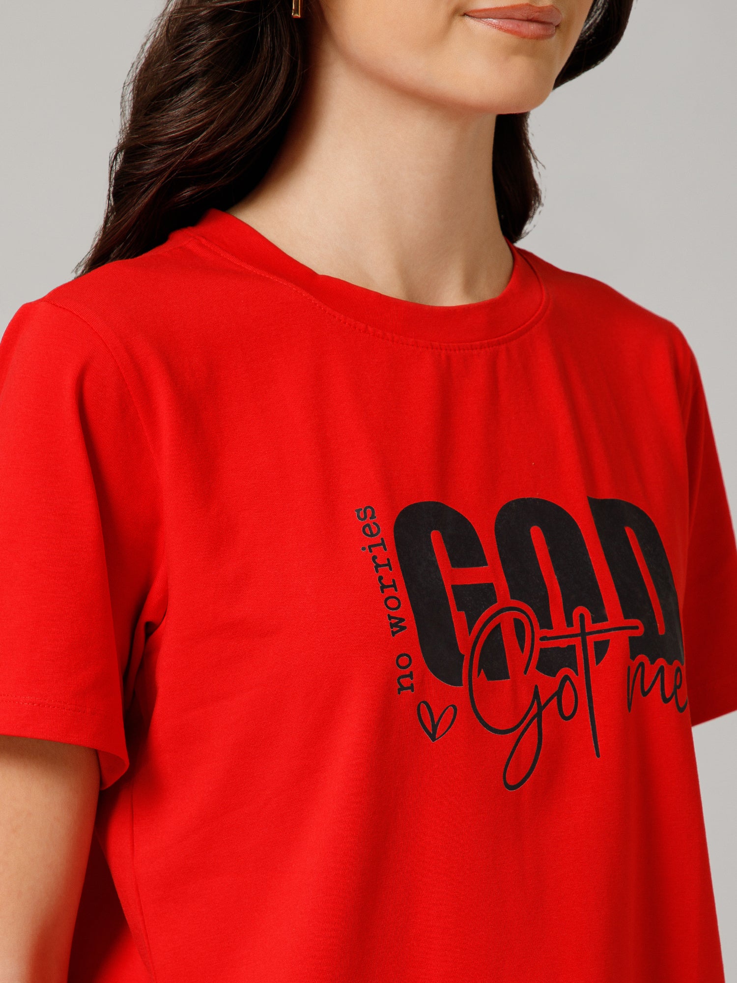 Women’s Premium “Good Vibes” Graphic Red T-Shirt