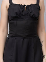 CK Lily Solid Black Corset Midi Dress