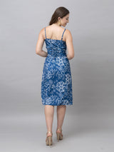 CK Blue Floral Print Corset Midi Dress