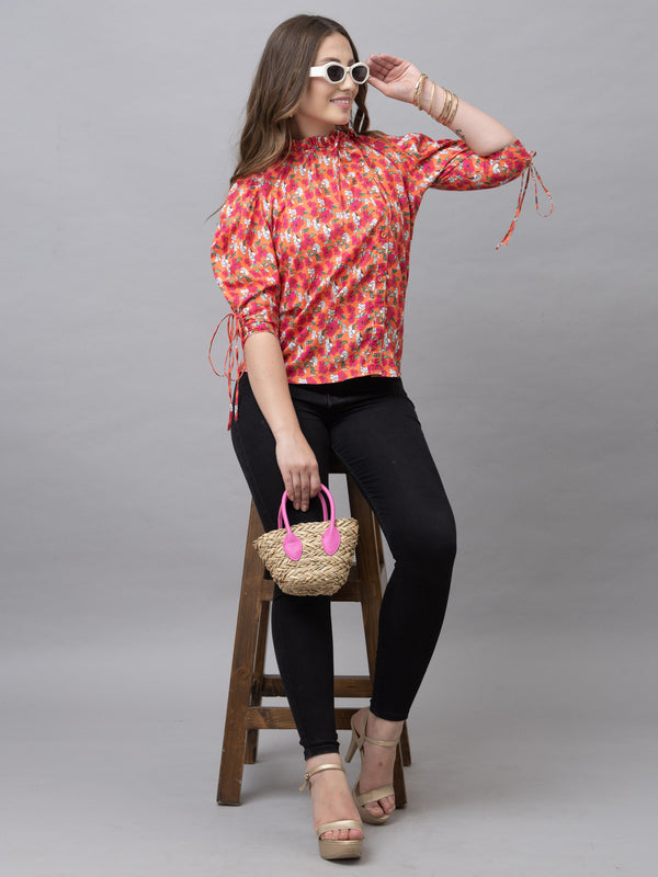 CK Lily Orange Floral Print Top