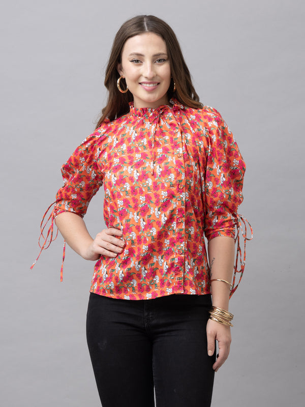 CK Lily Orange Floral Print Top