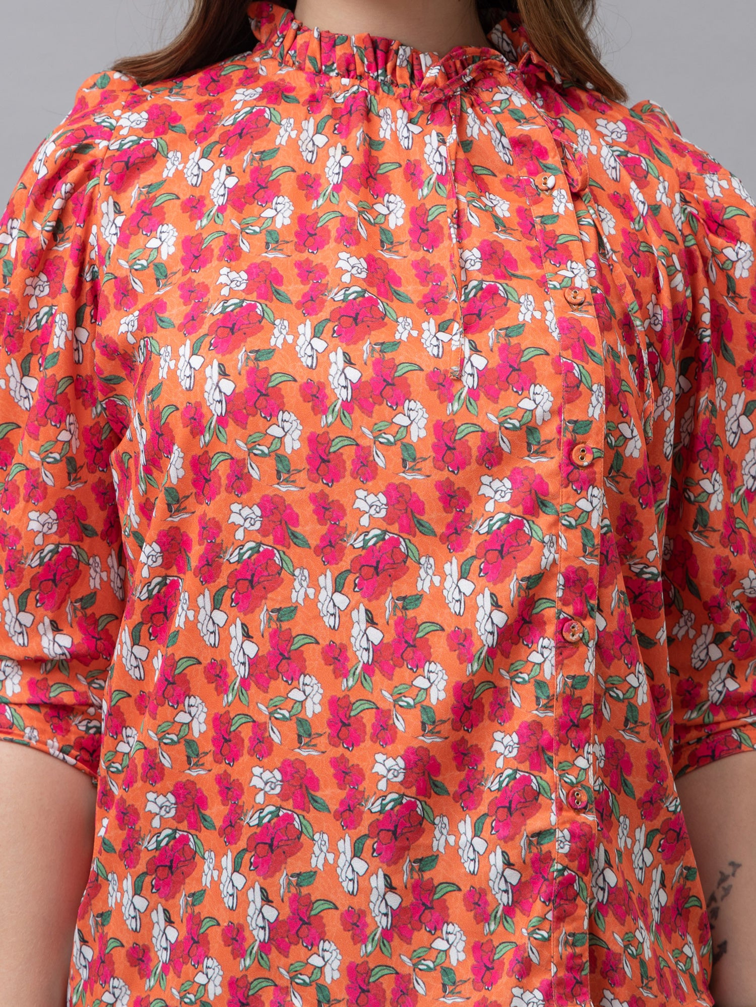 CK Lily Orange Floral Print Top