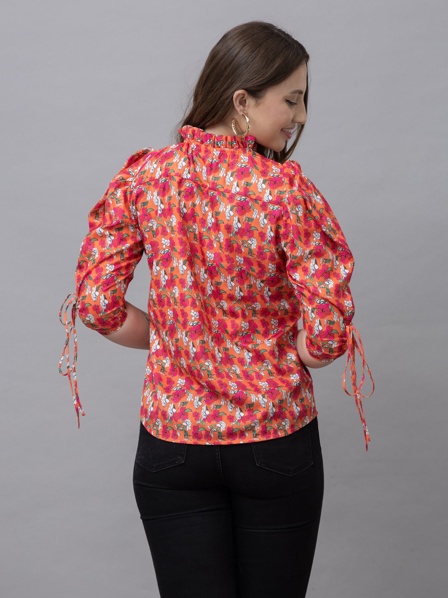 CK Lily Orange Floral Print Top