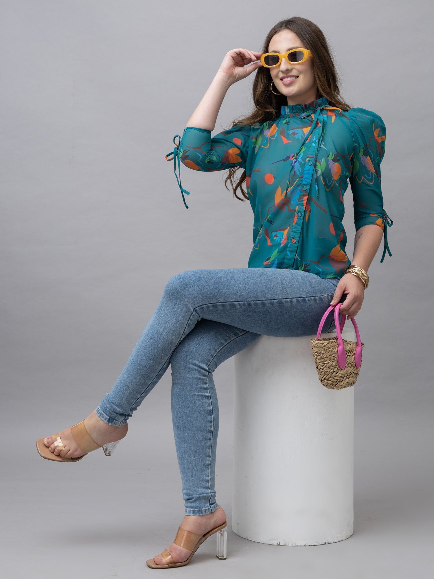 CK Lily Green Abstract Print Top