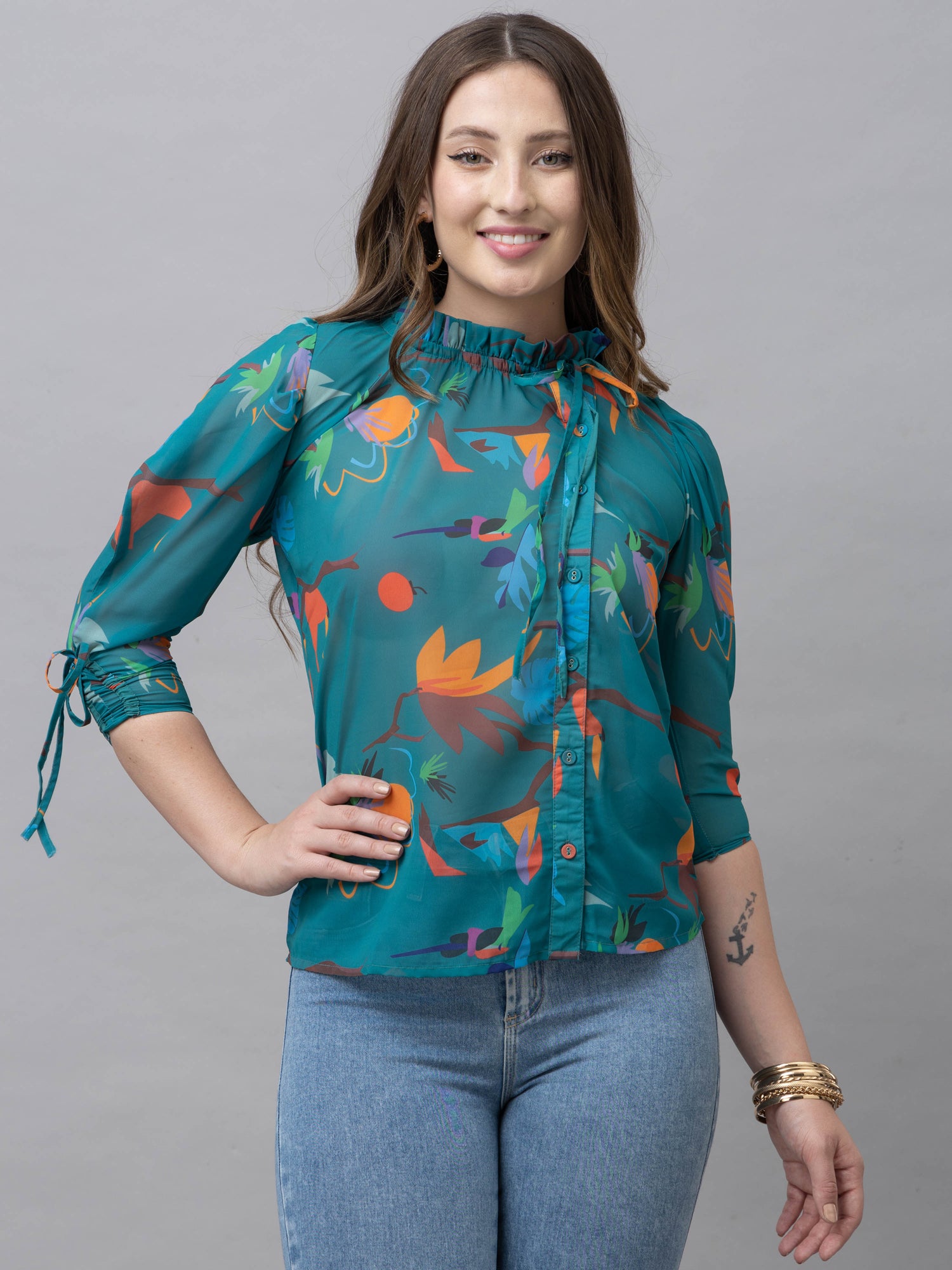 CK Lily Green Abstract Print Top