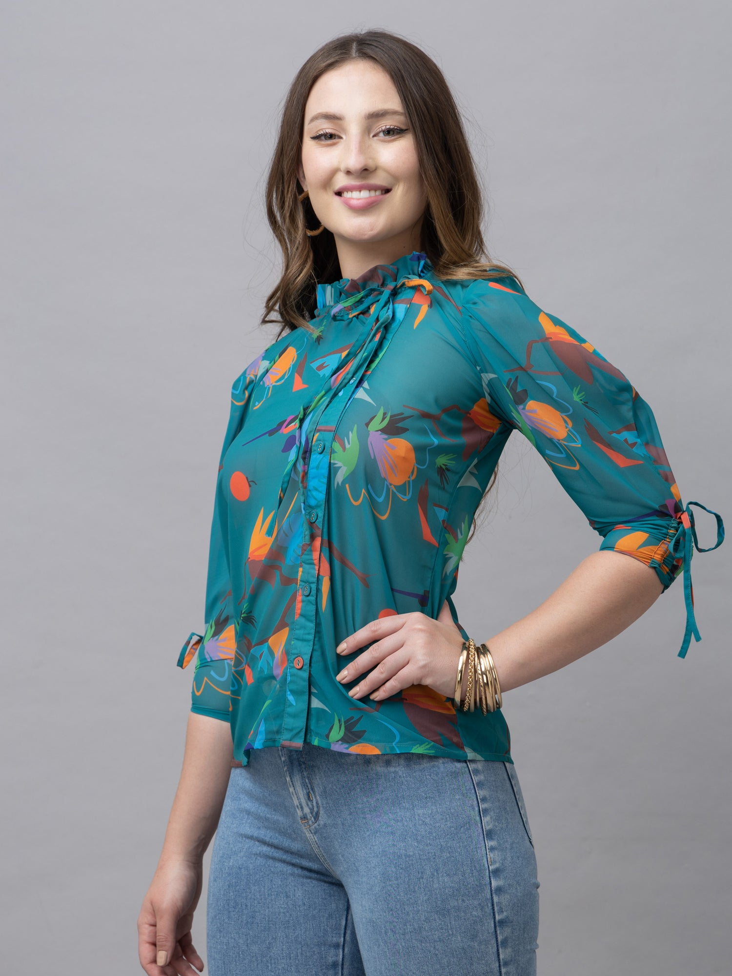 CK Lily Green Abstract Print Top