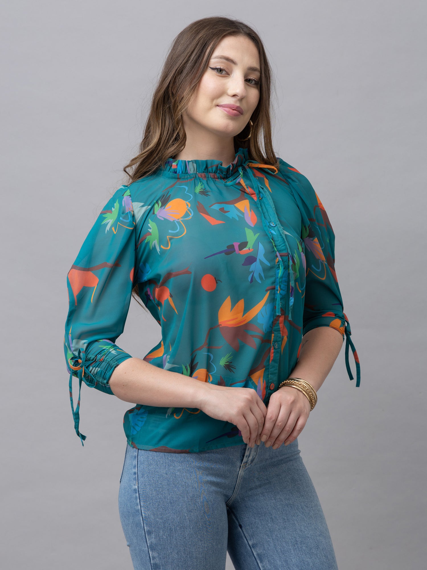 CK Lily Green Abstract Print Top