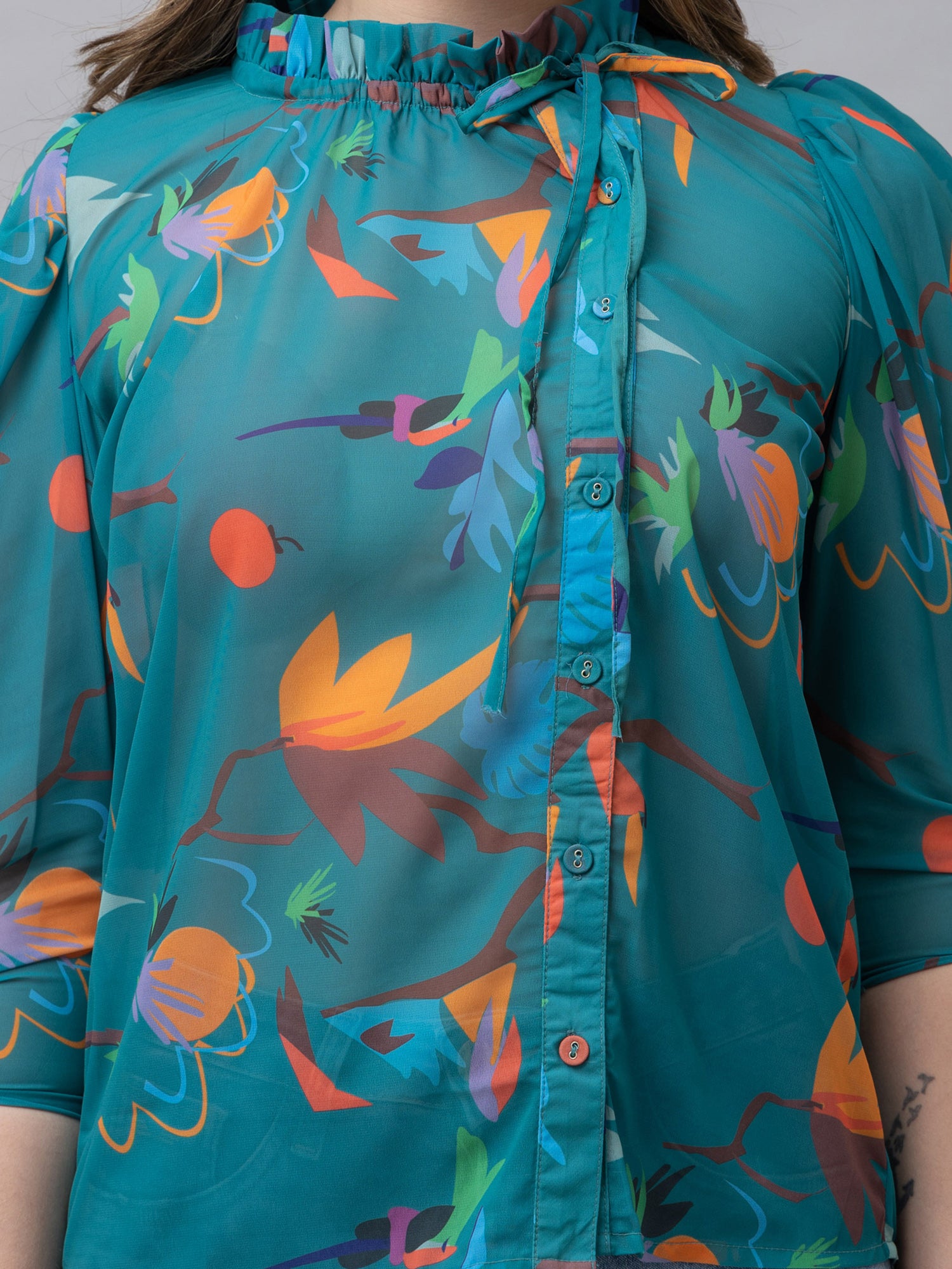 CK Lily Green Abstract Print Top