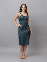 CK Green Abstract Print Corset Midi Dress