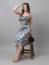 CK Grey Tropical Print Corset Midi Dress