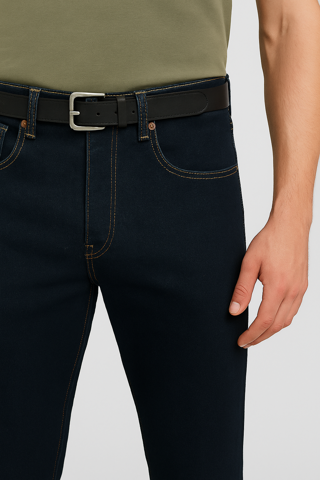 Men’s Dark Indigo Slim Fit Jeans – Classic Stitch Detailing