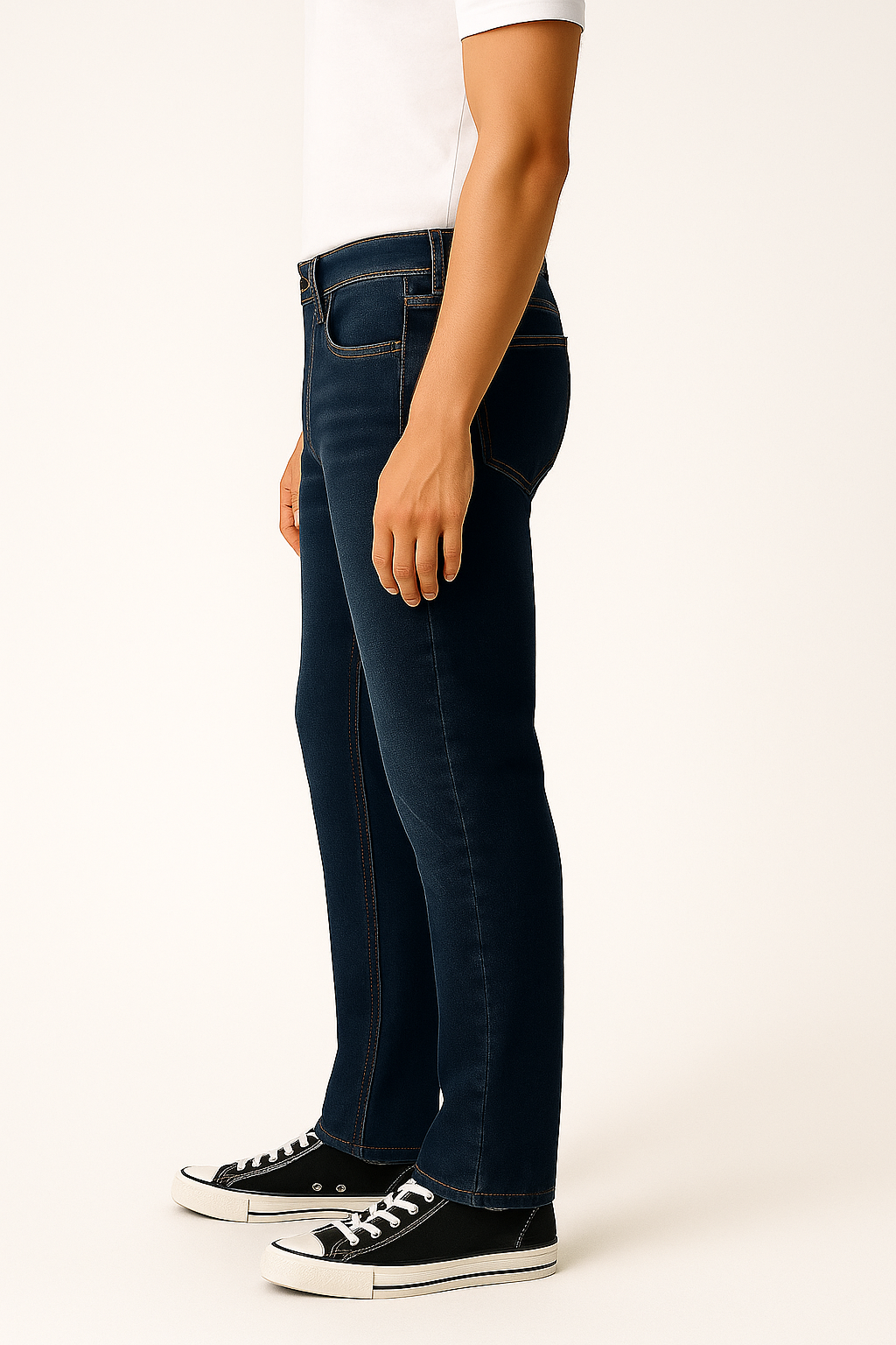 Classic Men’s Straight Fit Denim – Dark Blue Mid Rise Jeans