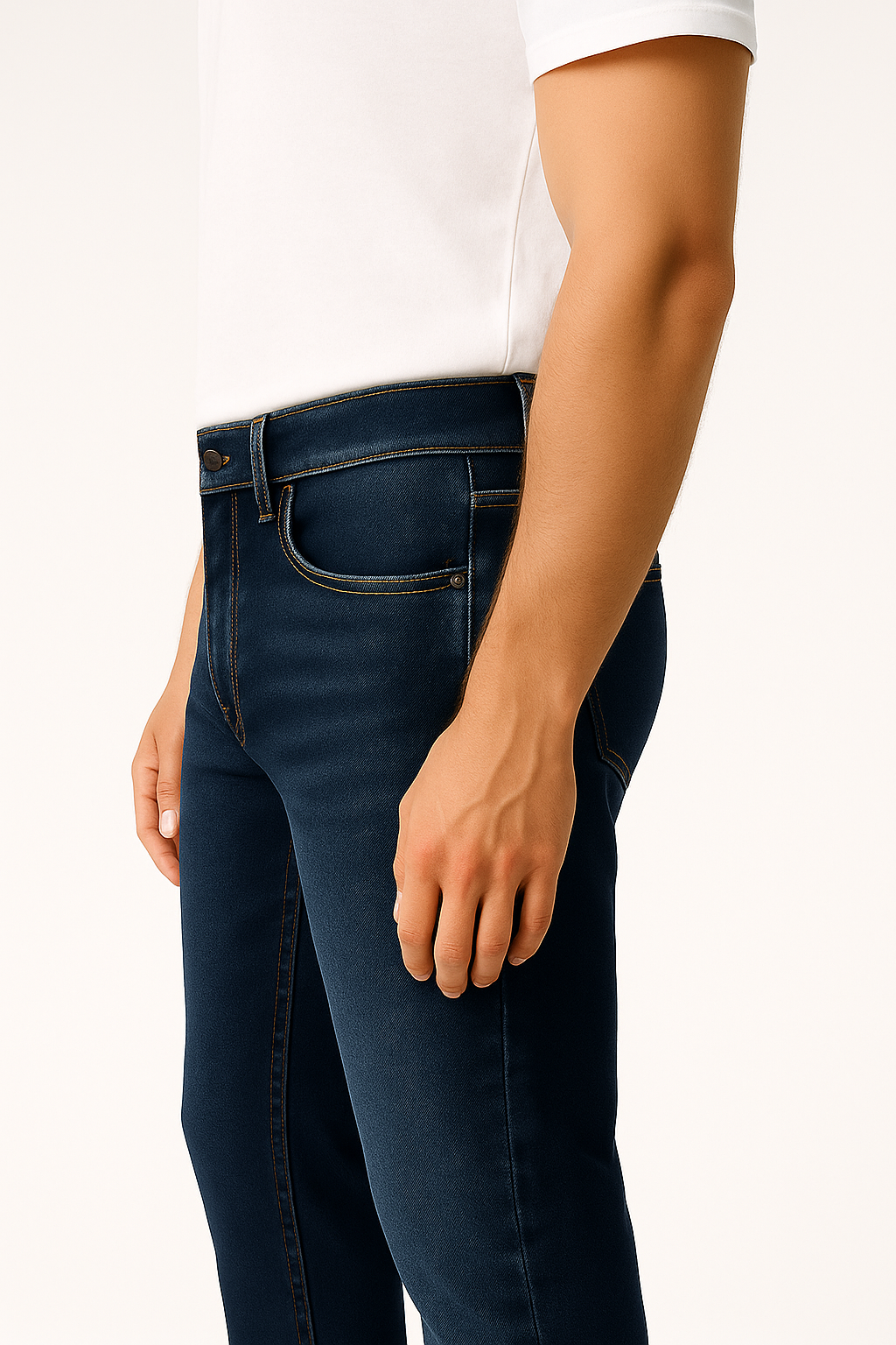 Classic Men’s Straight Fit Denim – Dark Blue Mid Rise Jeans