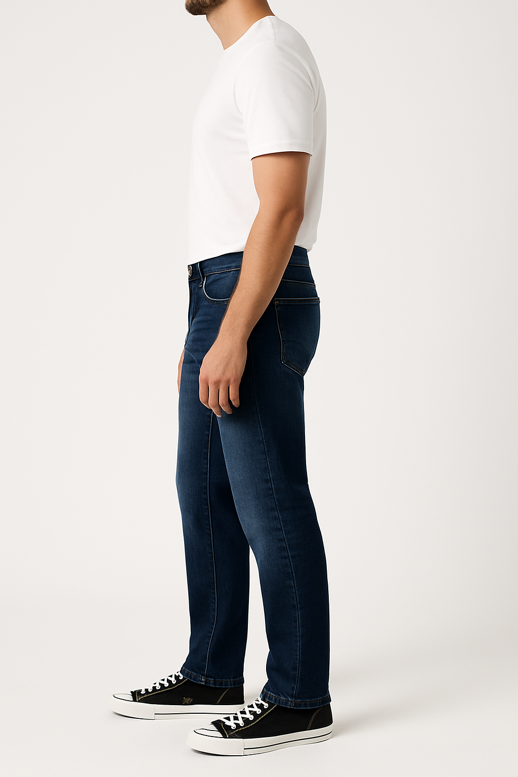 Classic Men’s Straight Fit Denim – Dark Blue Mid Rise Jeans