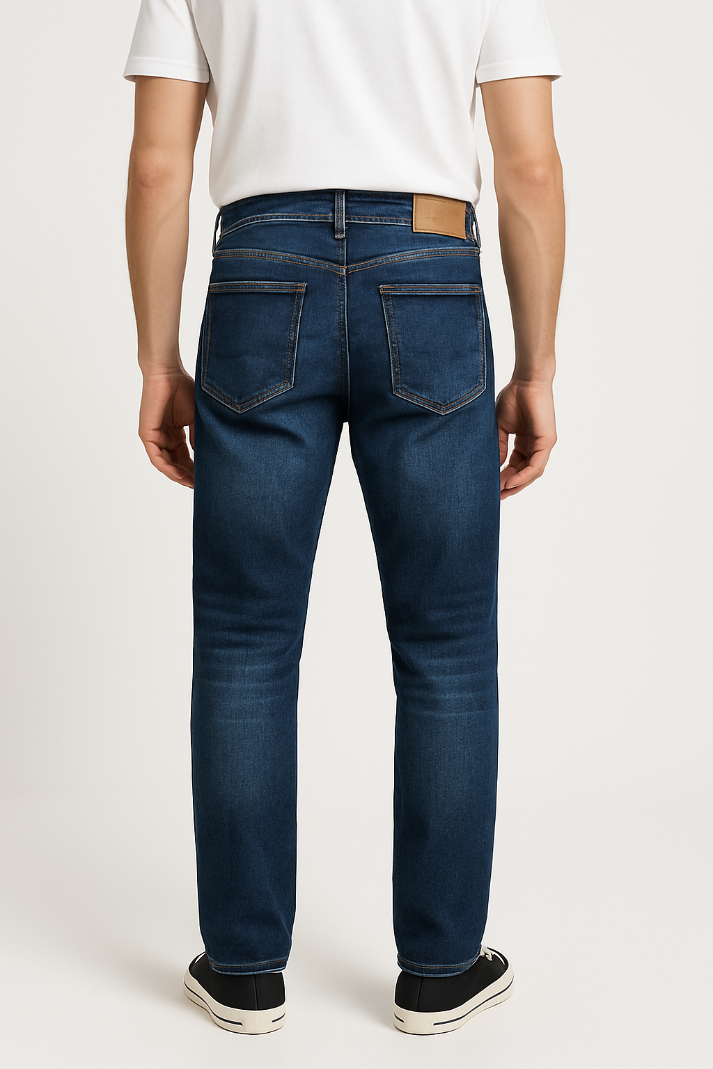 Classic Men’s Straight Fit Denim – Dark Blue Mid Rise Jeans