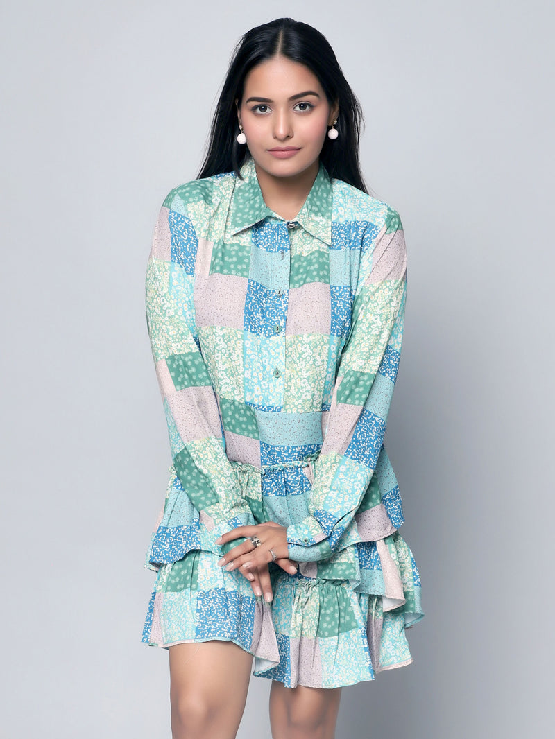 CK Hestia Multicolor Patch Print Shirt Dress