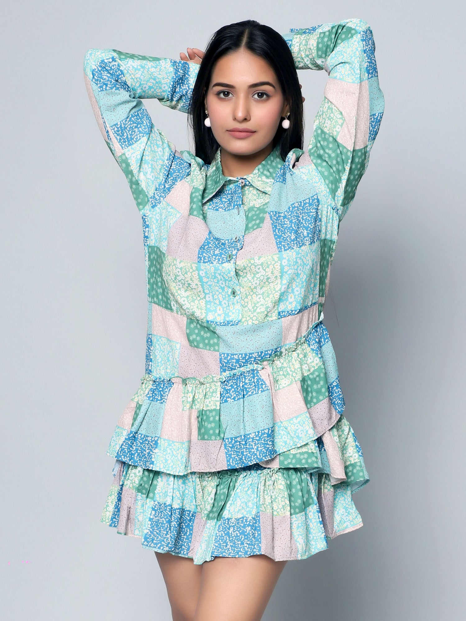 CK Hestia Multicolor Patch Print Shirt Dress