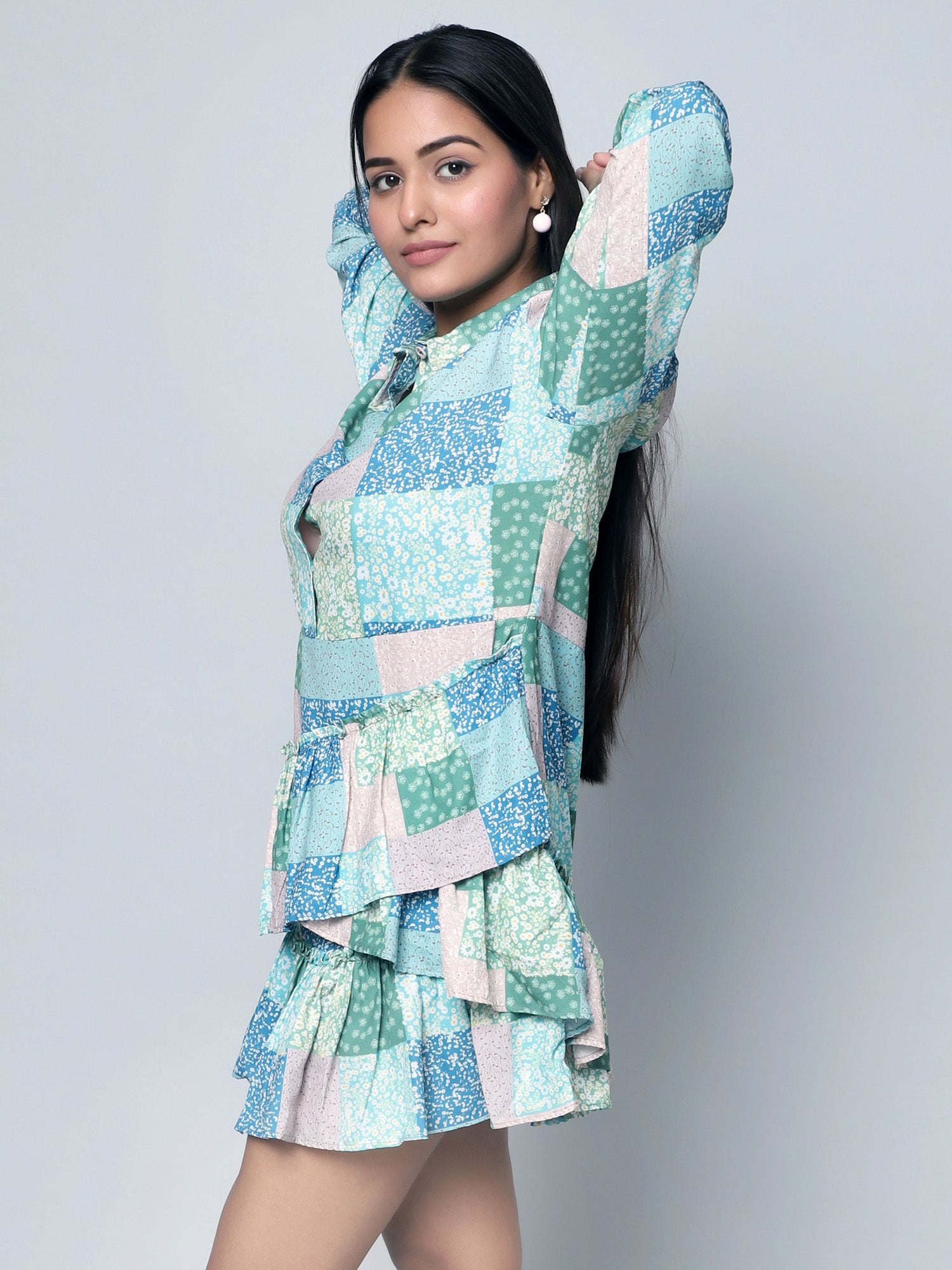 CK Hestia Multicolor Patch Print Shirt Dress