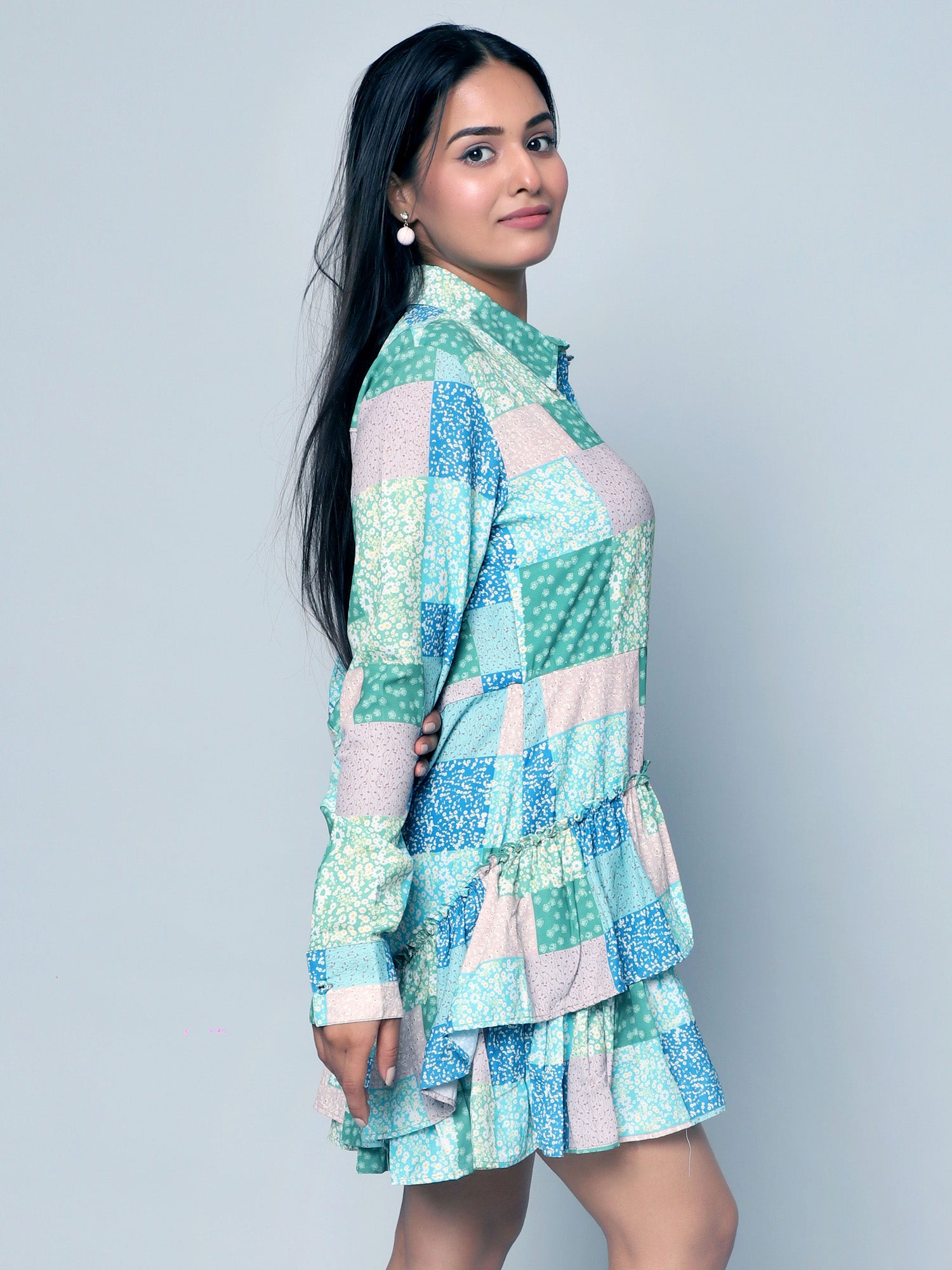 CK Hestia Multicolor Patch Print Shirt Dress