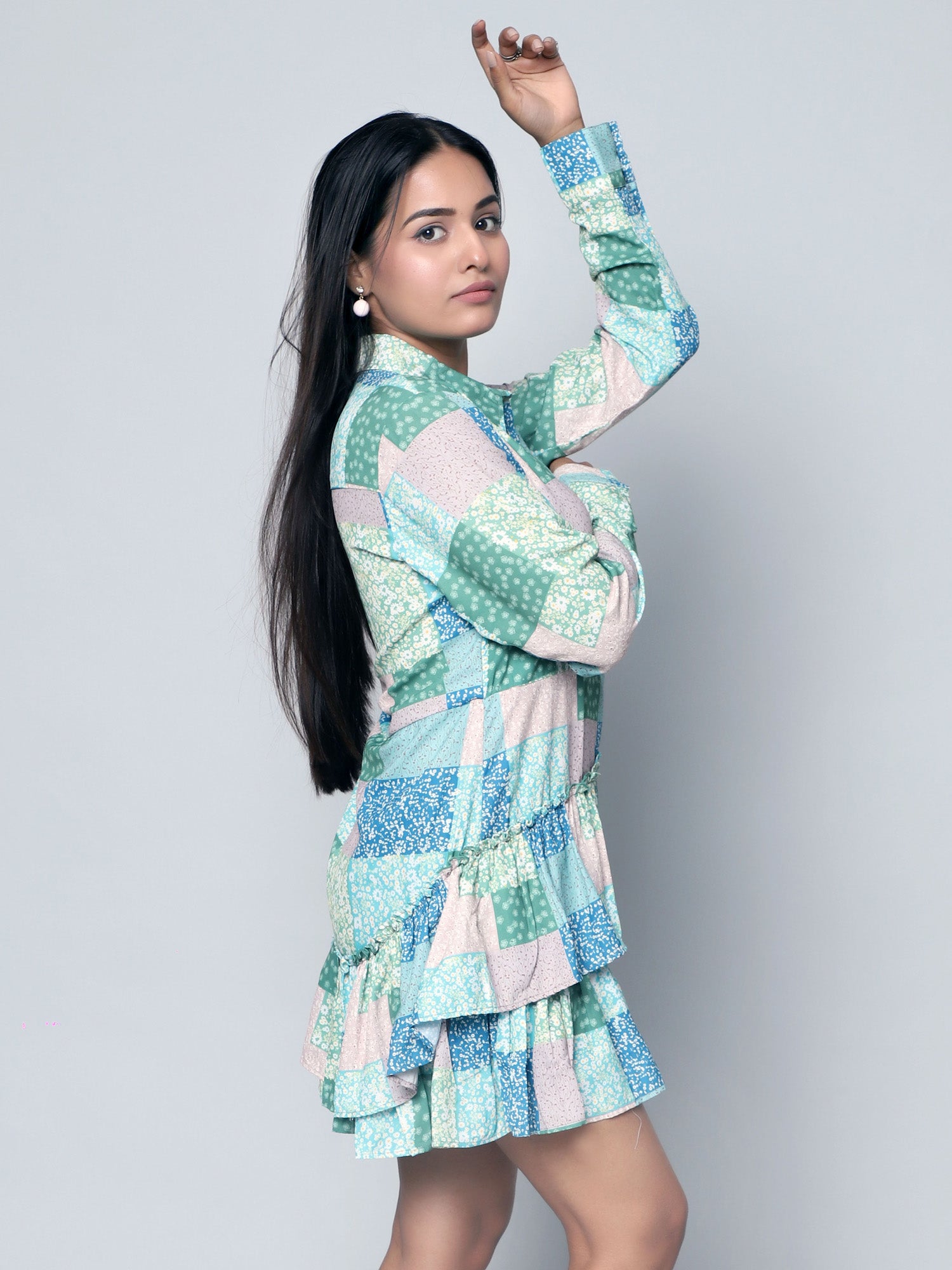 CK Hestia Multicolor Patch Print Shirt Dress