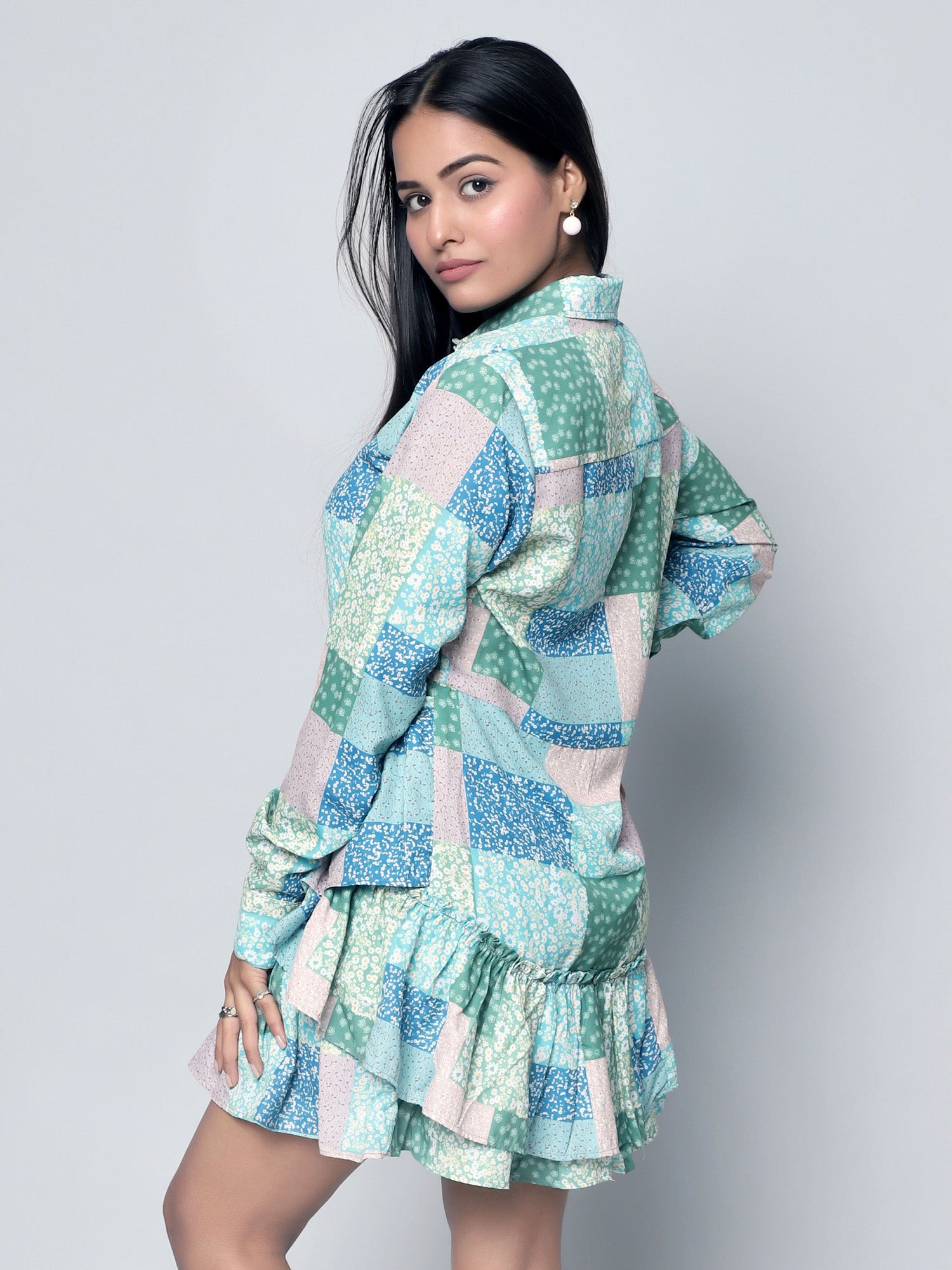 CK Hestia Multicolor Patch Print Shirt Dress