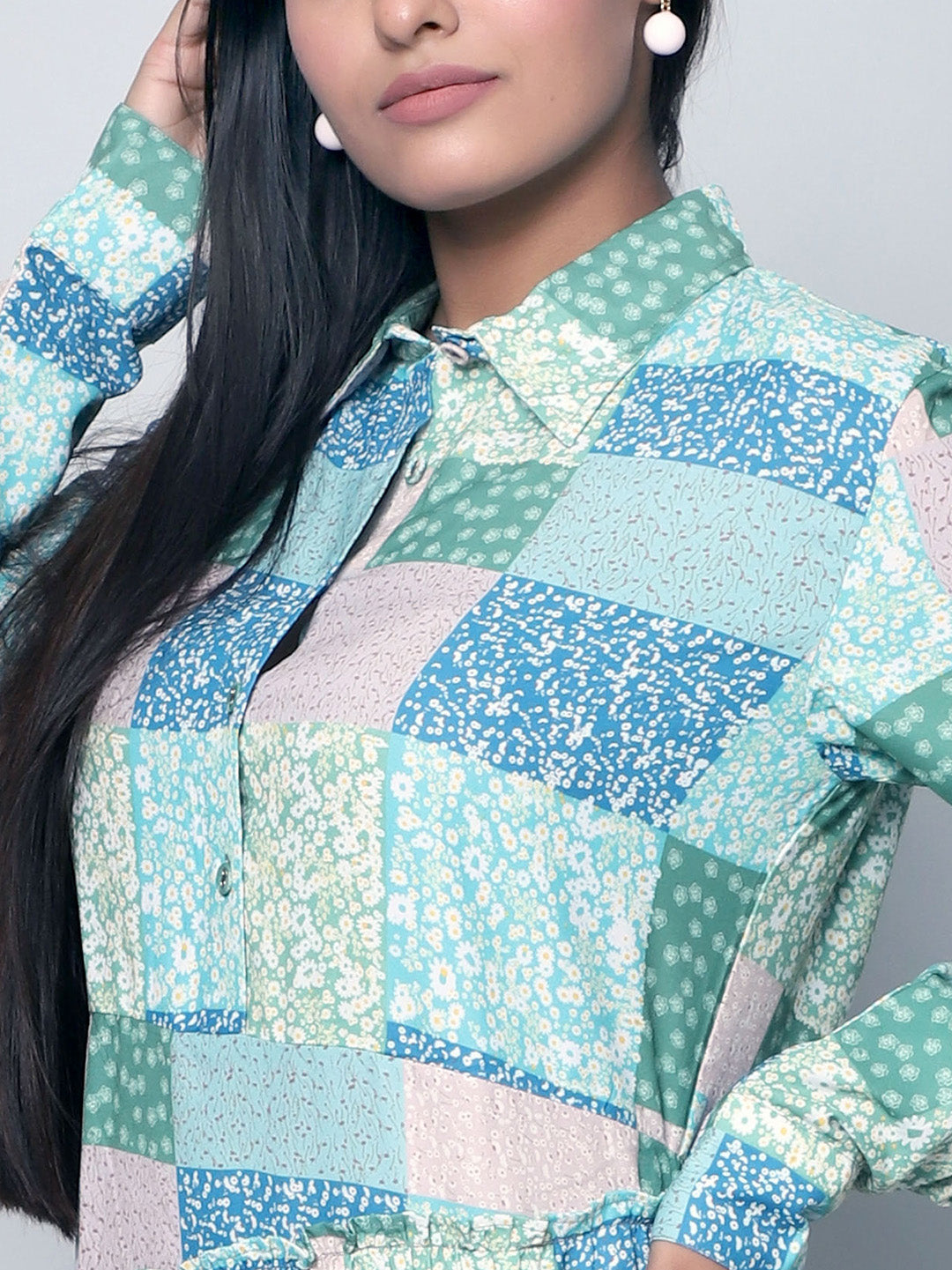 CK Hestia Multicolor Patch Print Shirt Dress