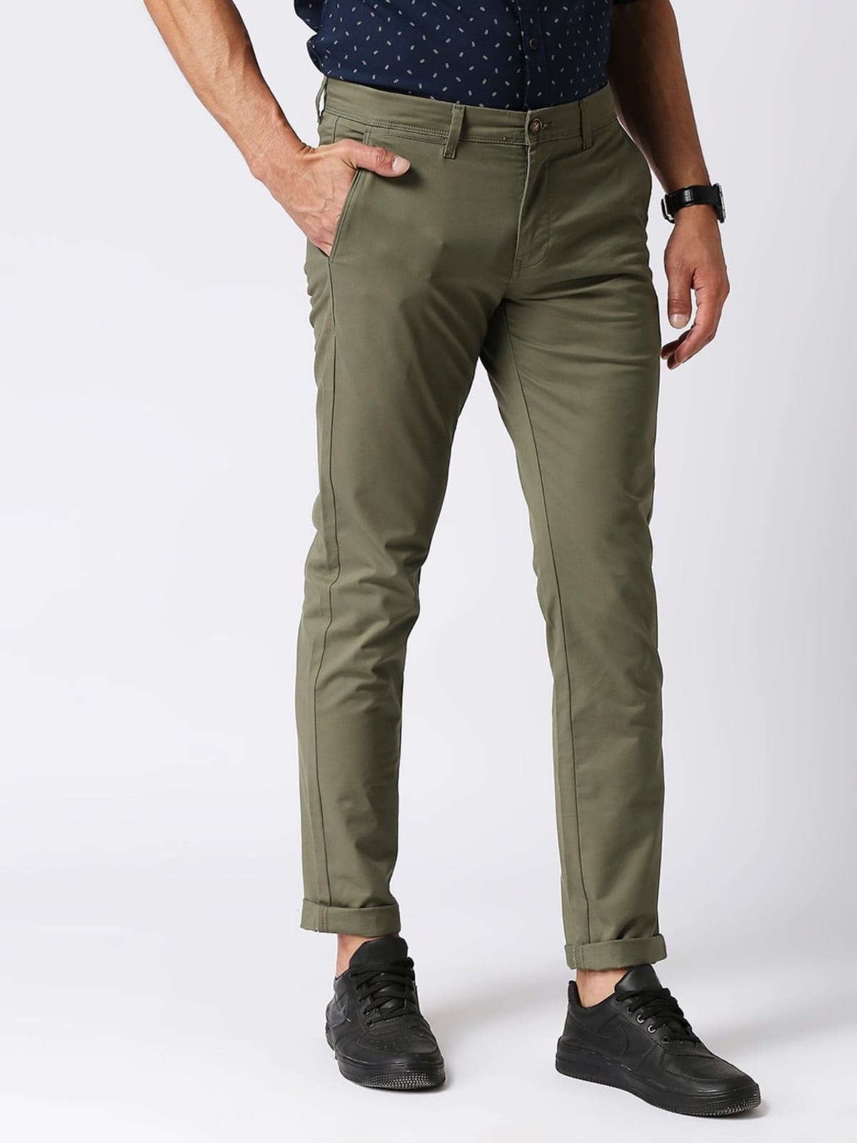 CK olive green best fabric men trouser