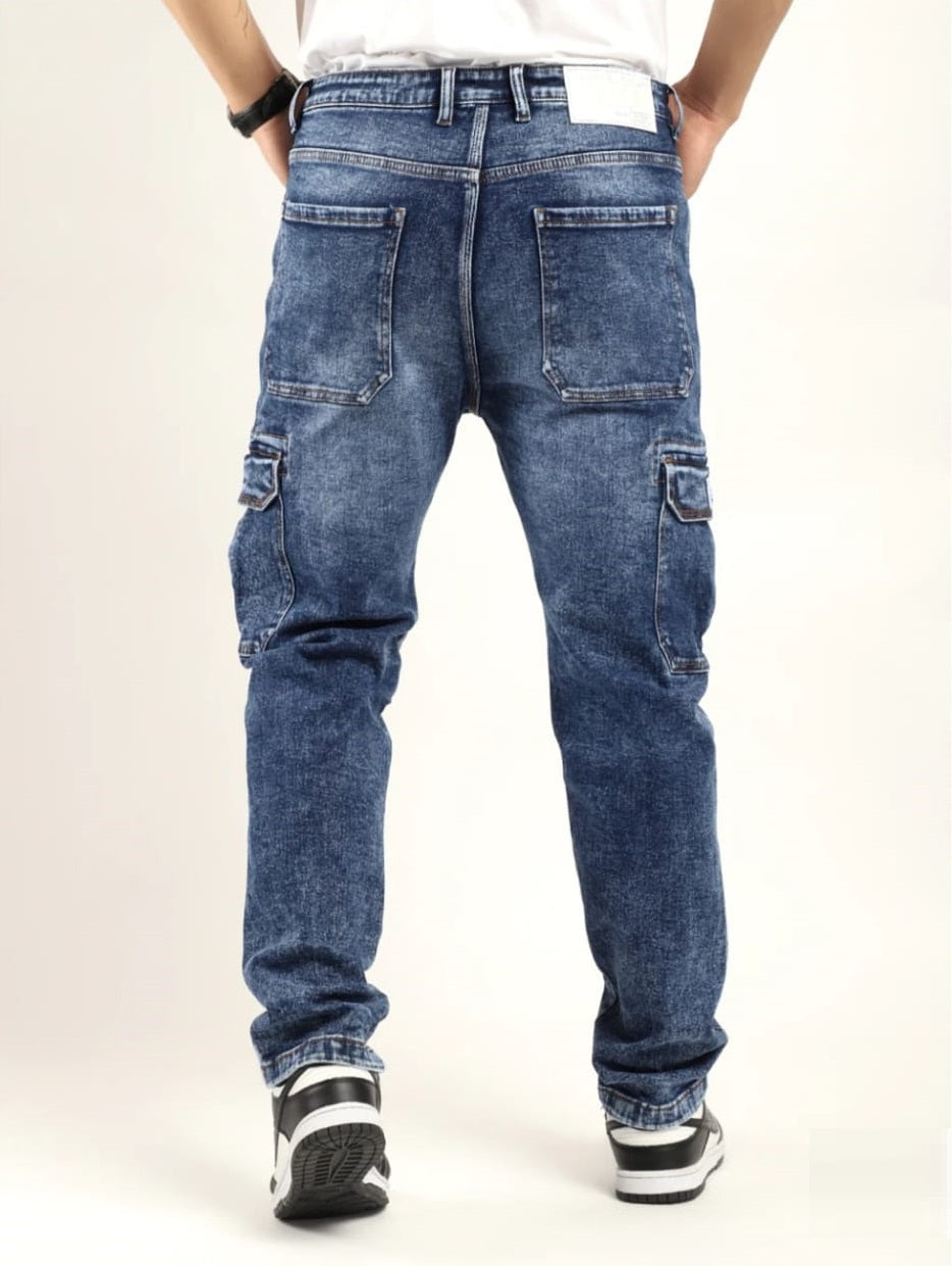 CK best carbon blue men denim cargo