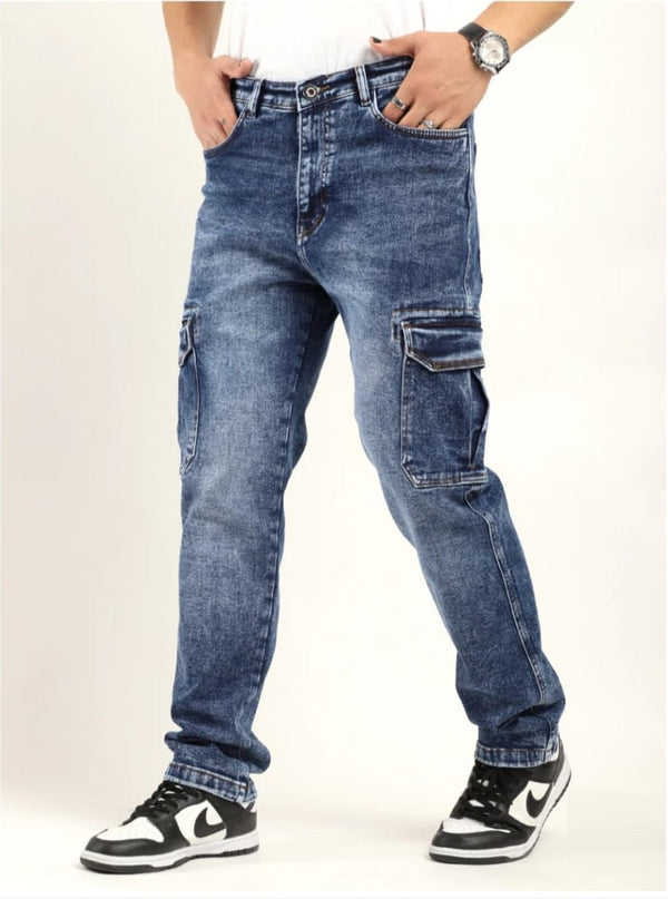 CK best carbon blue men denim cargo