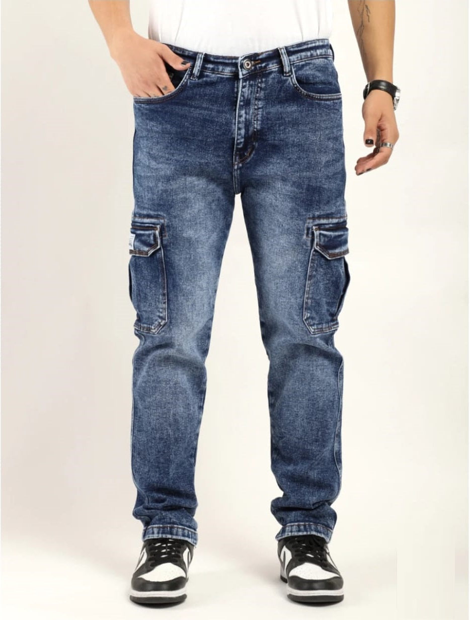 CK best carbon blue men denim cargo