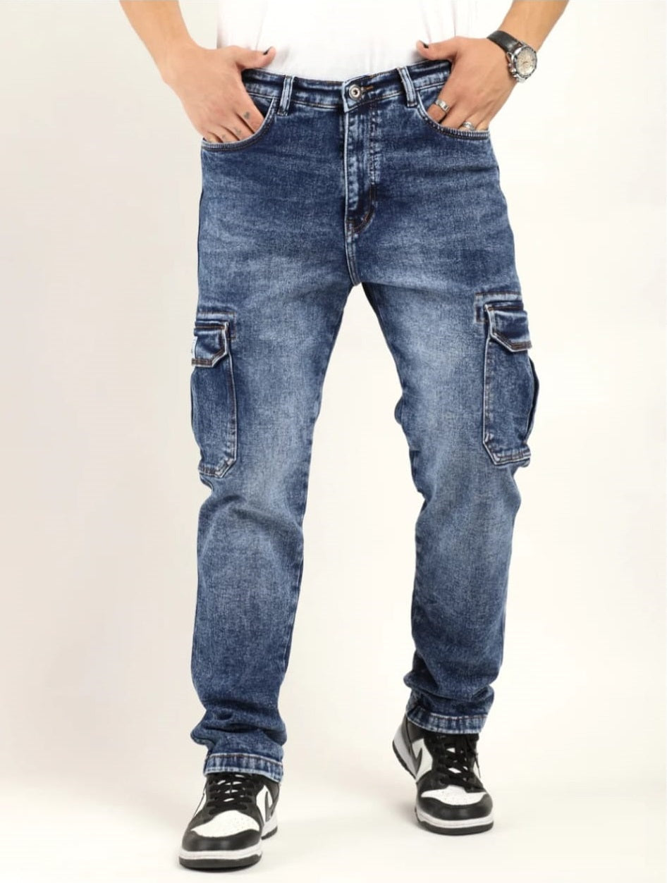 CK best carbon blue men denim cargo