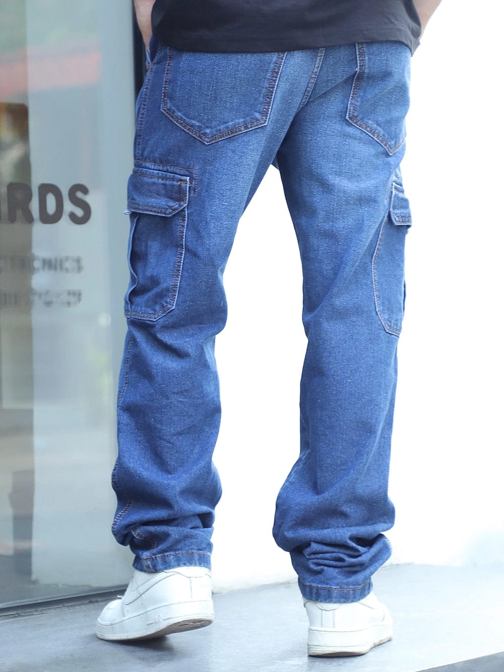 CK dark blue men denim cargo